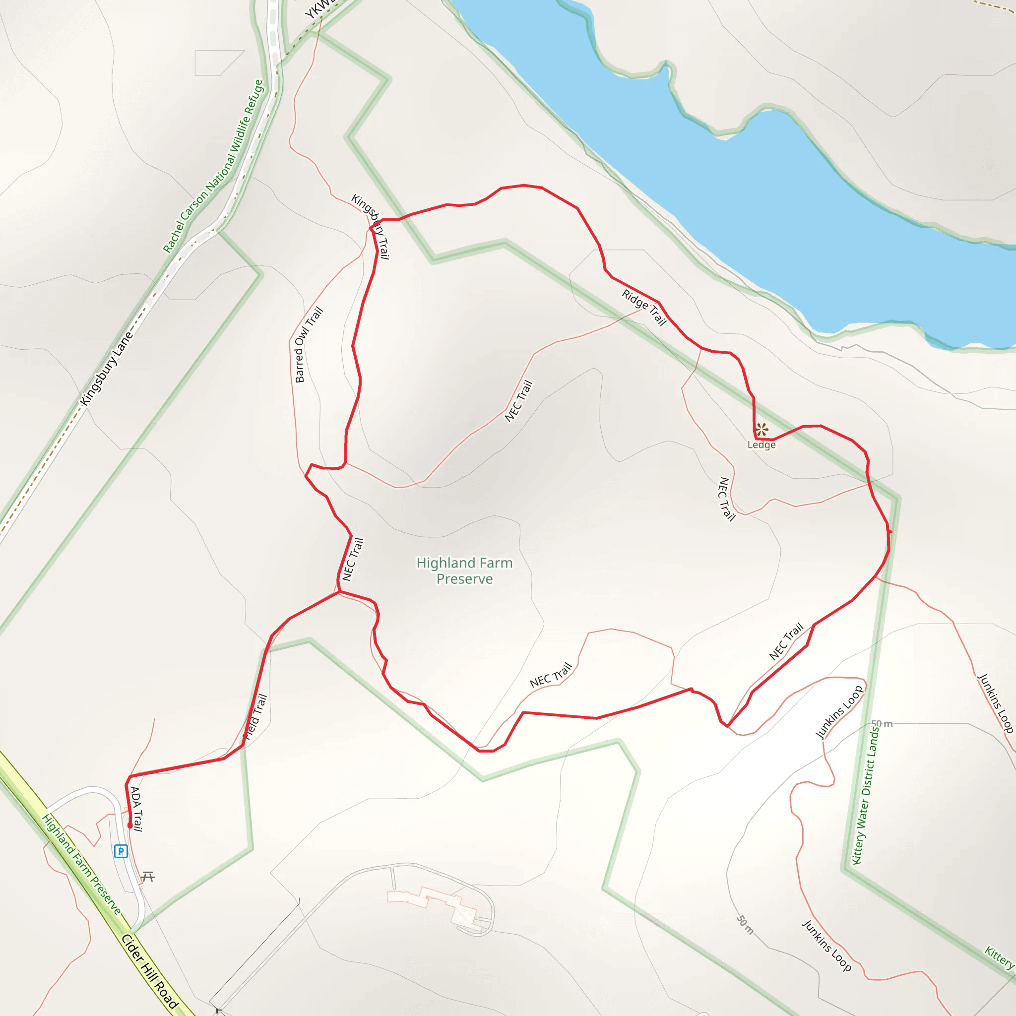 Field Trail, NEC Trail and Ridge Trail Loop mobile static map