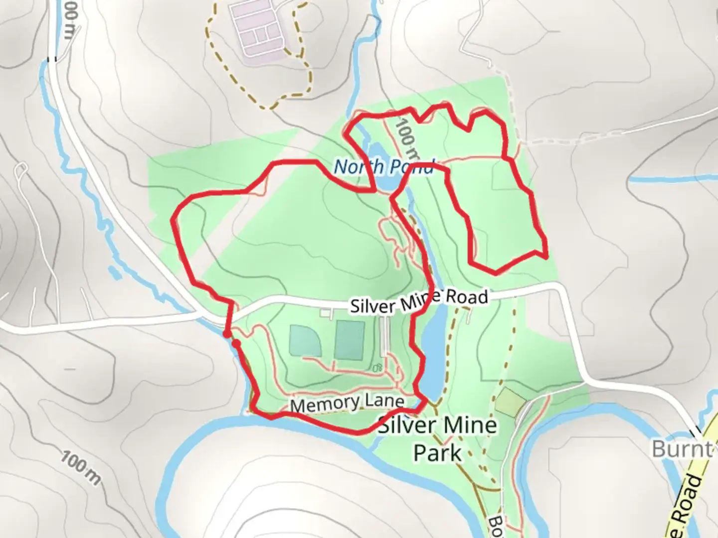 An image depicting the trail Silver Mine Run Big Loop and its surrounding area.