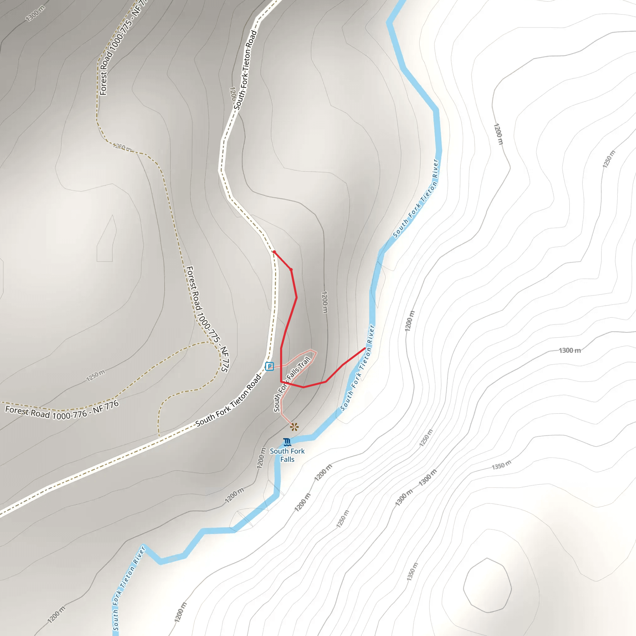 South Fork Falls Trail mobile static map