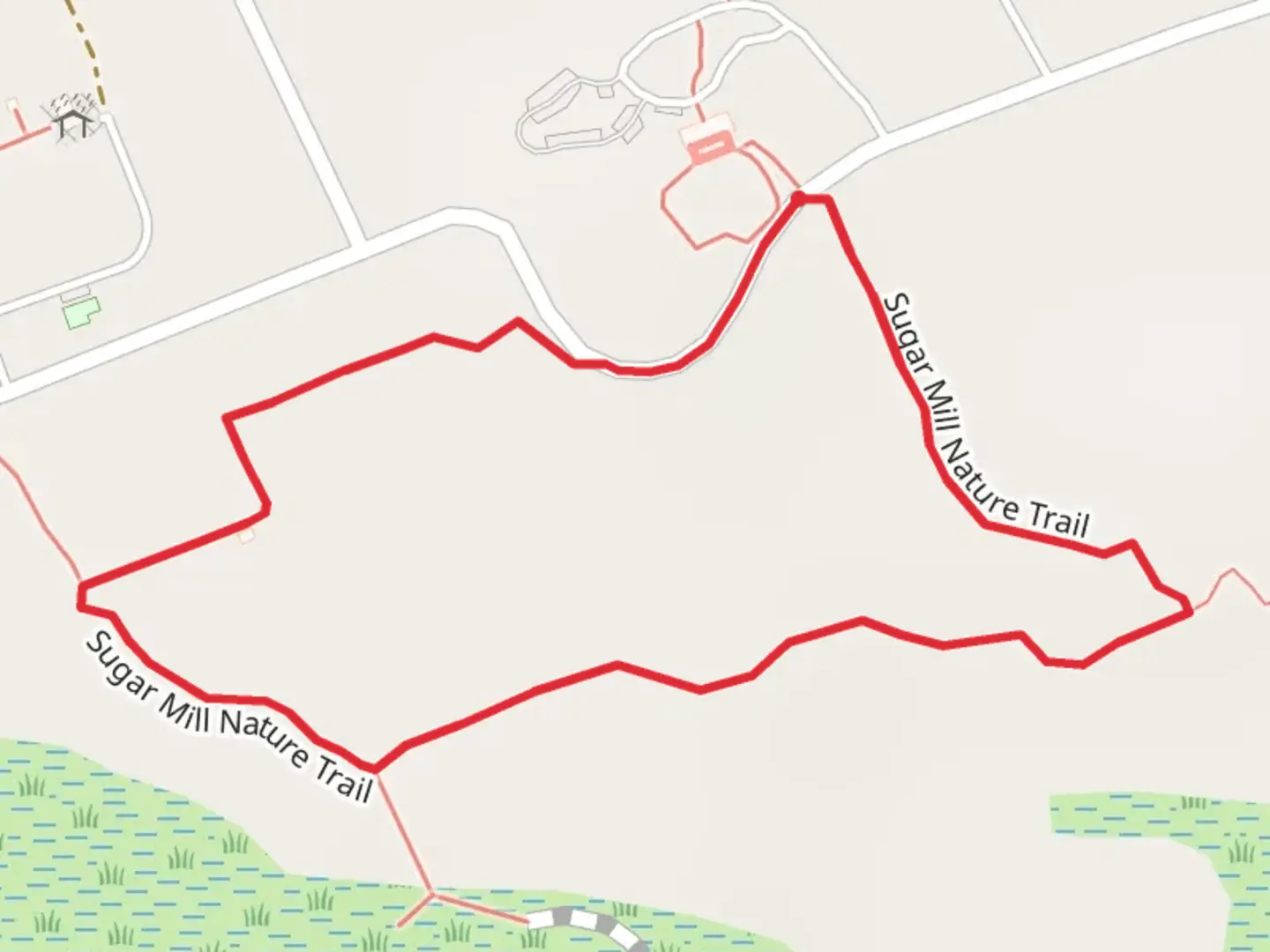 An image depicting the trail Sugar Mill Nature Loop Trail and its surrounding area.