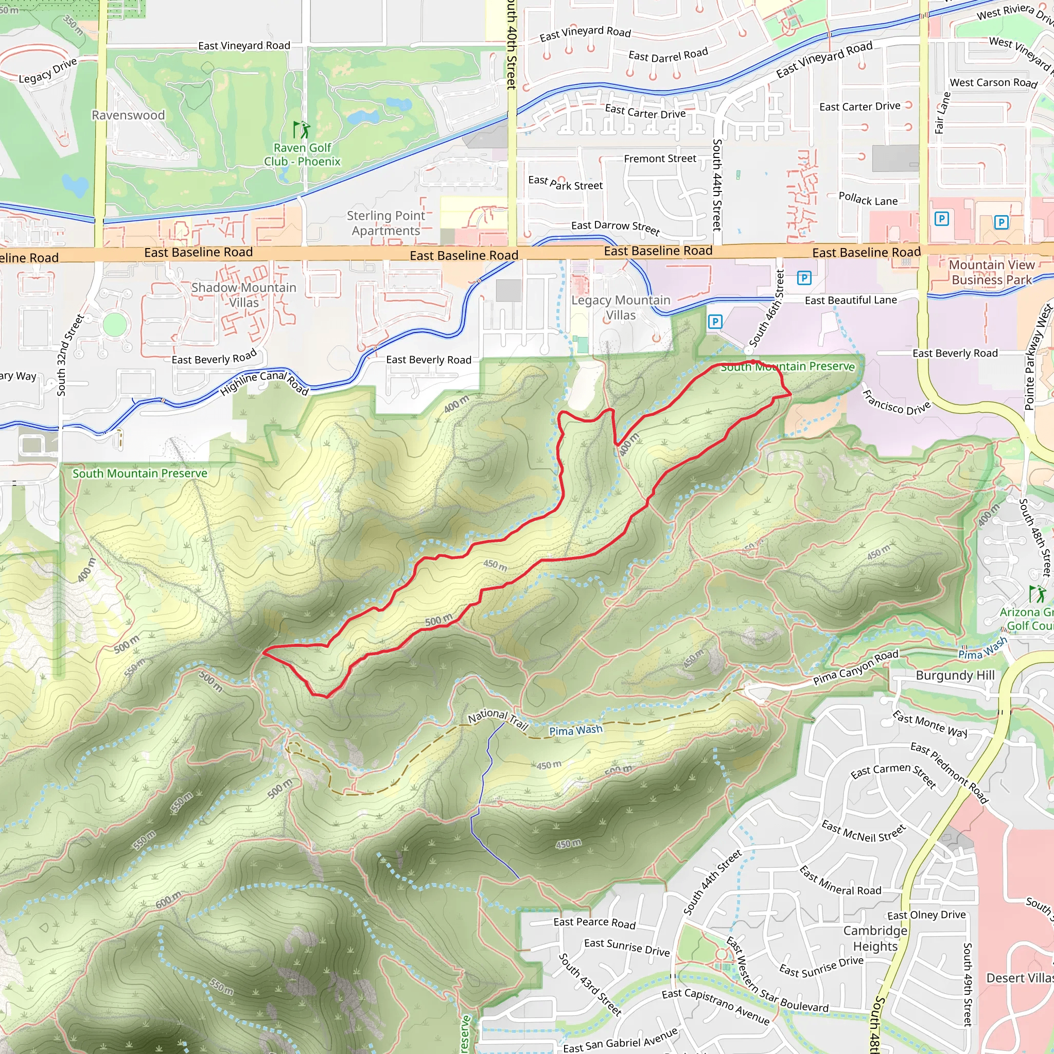 Javelina Canyon and Ridgeline Loop Trail mobile static map