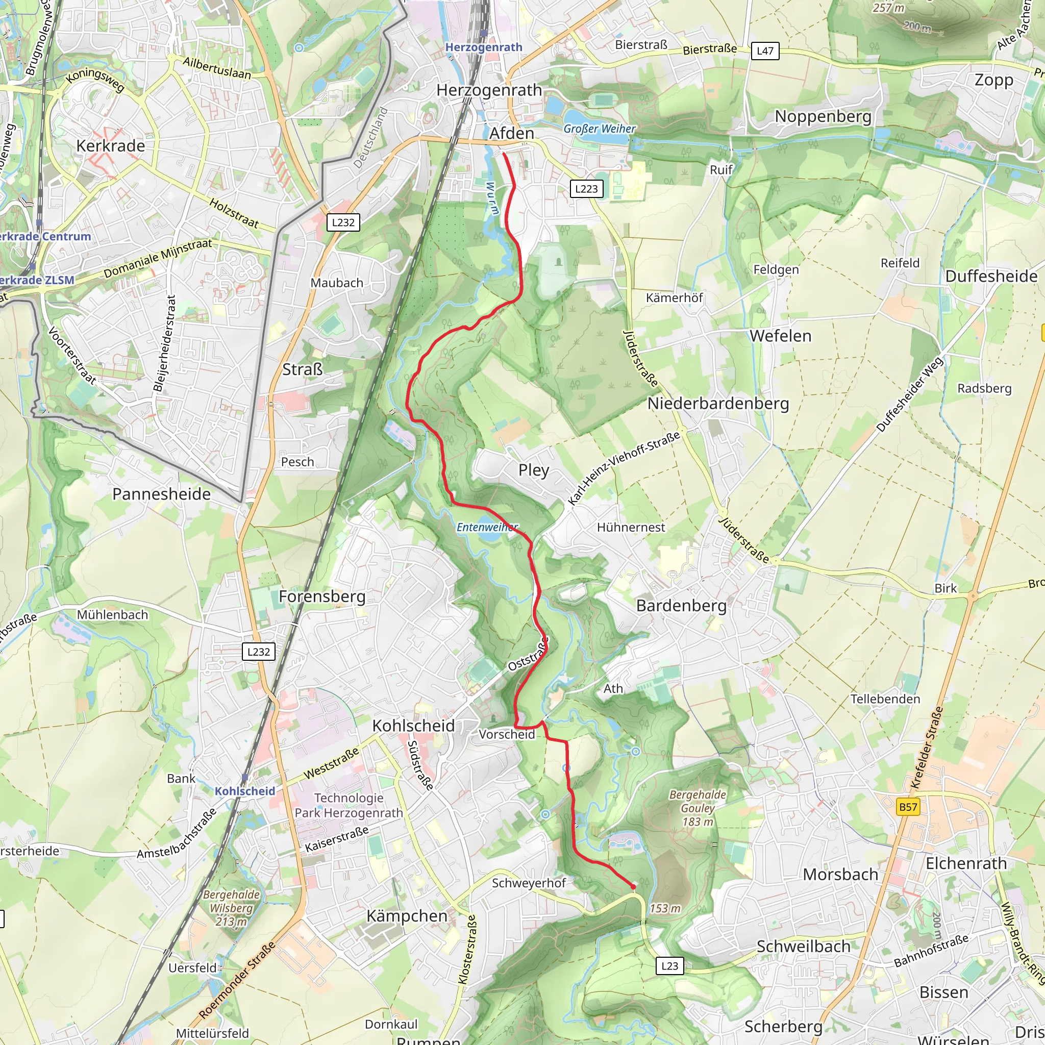 Grabenanlage to Afden Walk via Entenweiher mobile static map