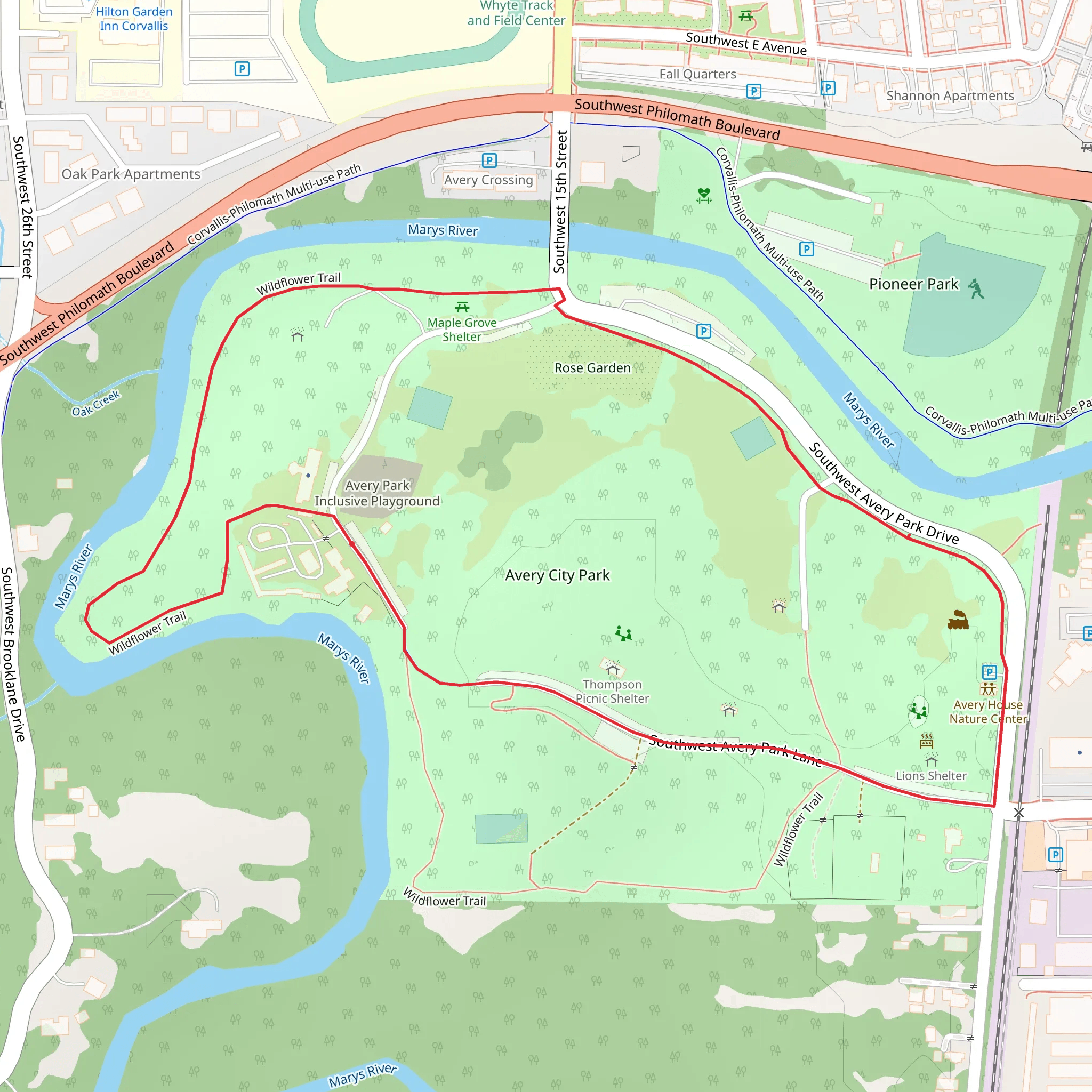Avery City Park Loop mobile static map