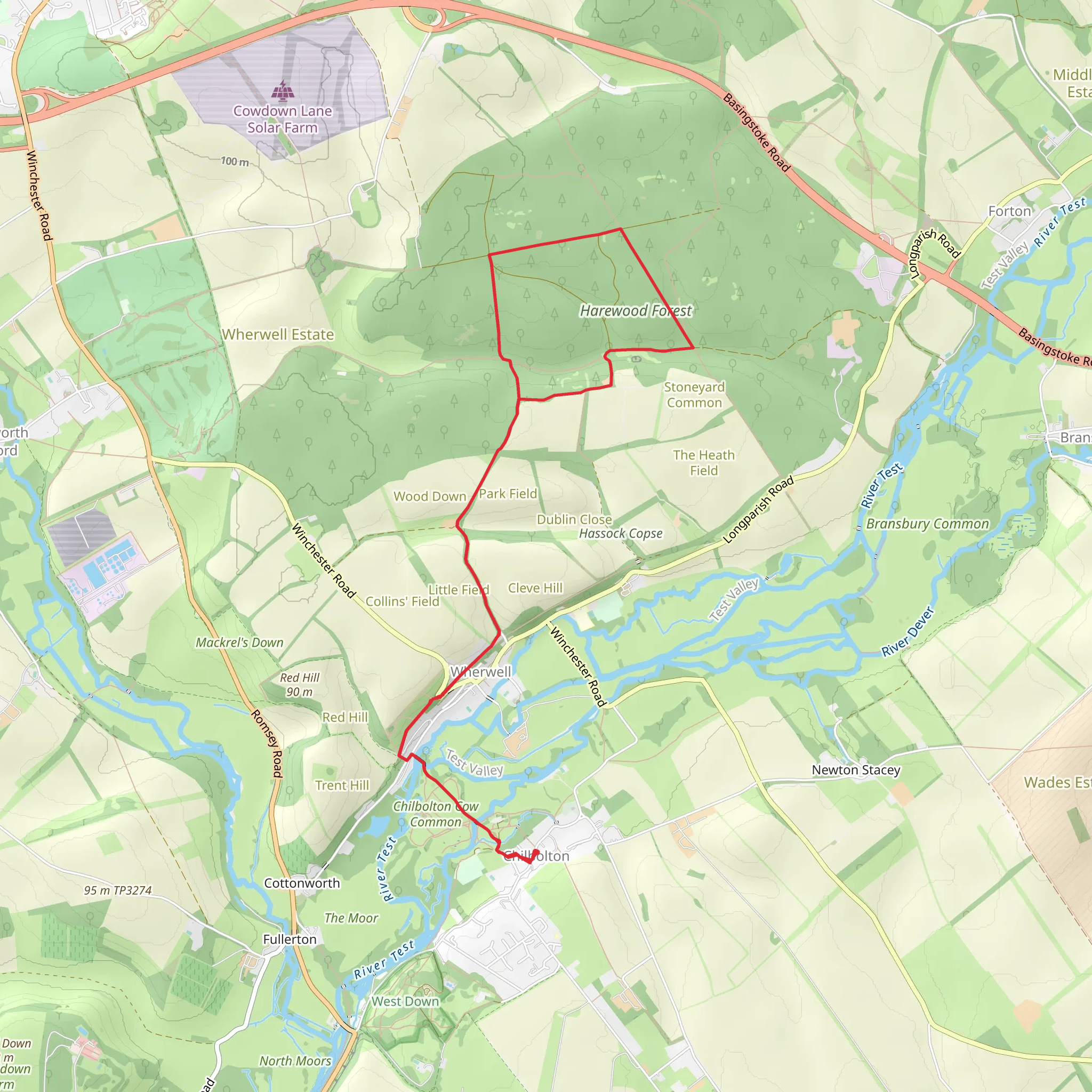 Harewood Forest Loop - Chilbolton mobile static map