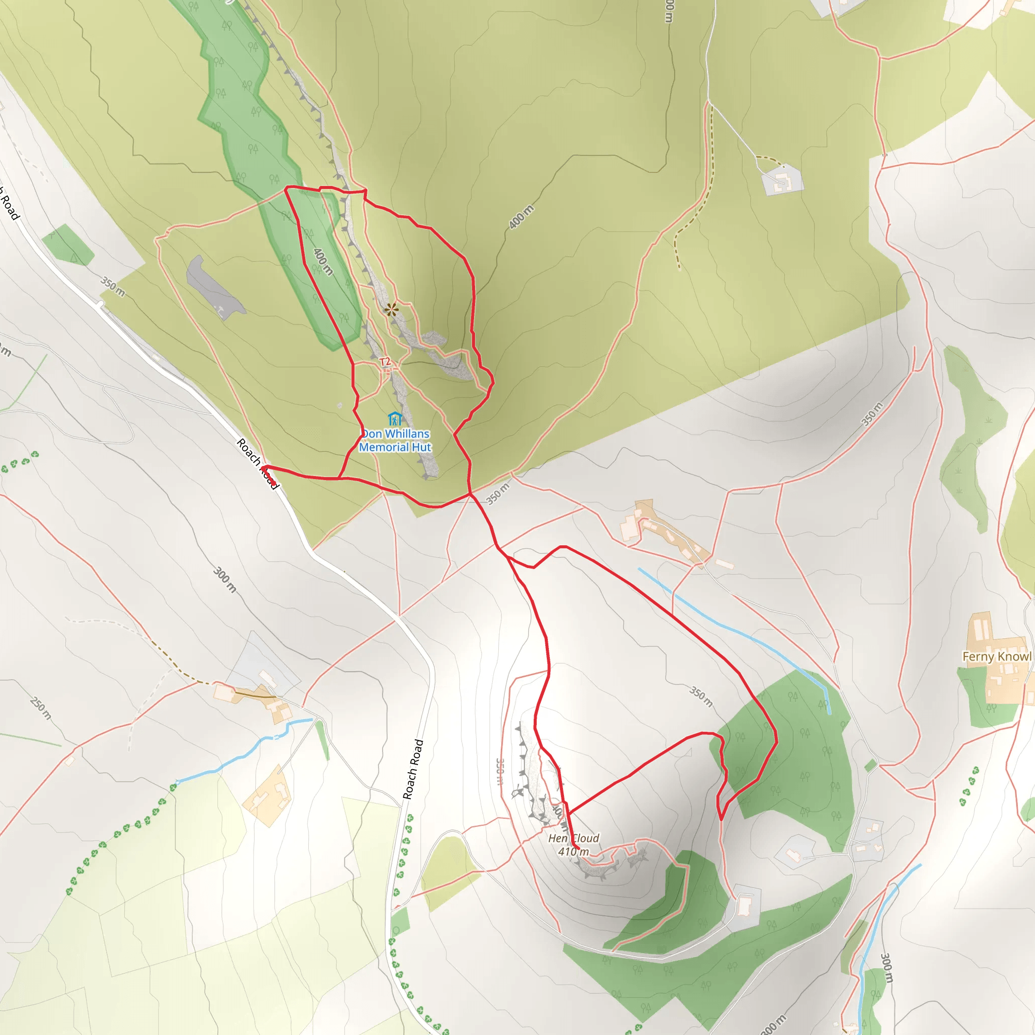 Hen Cloud and Don Whillans Memorial Hut Loop mobile static map