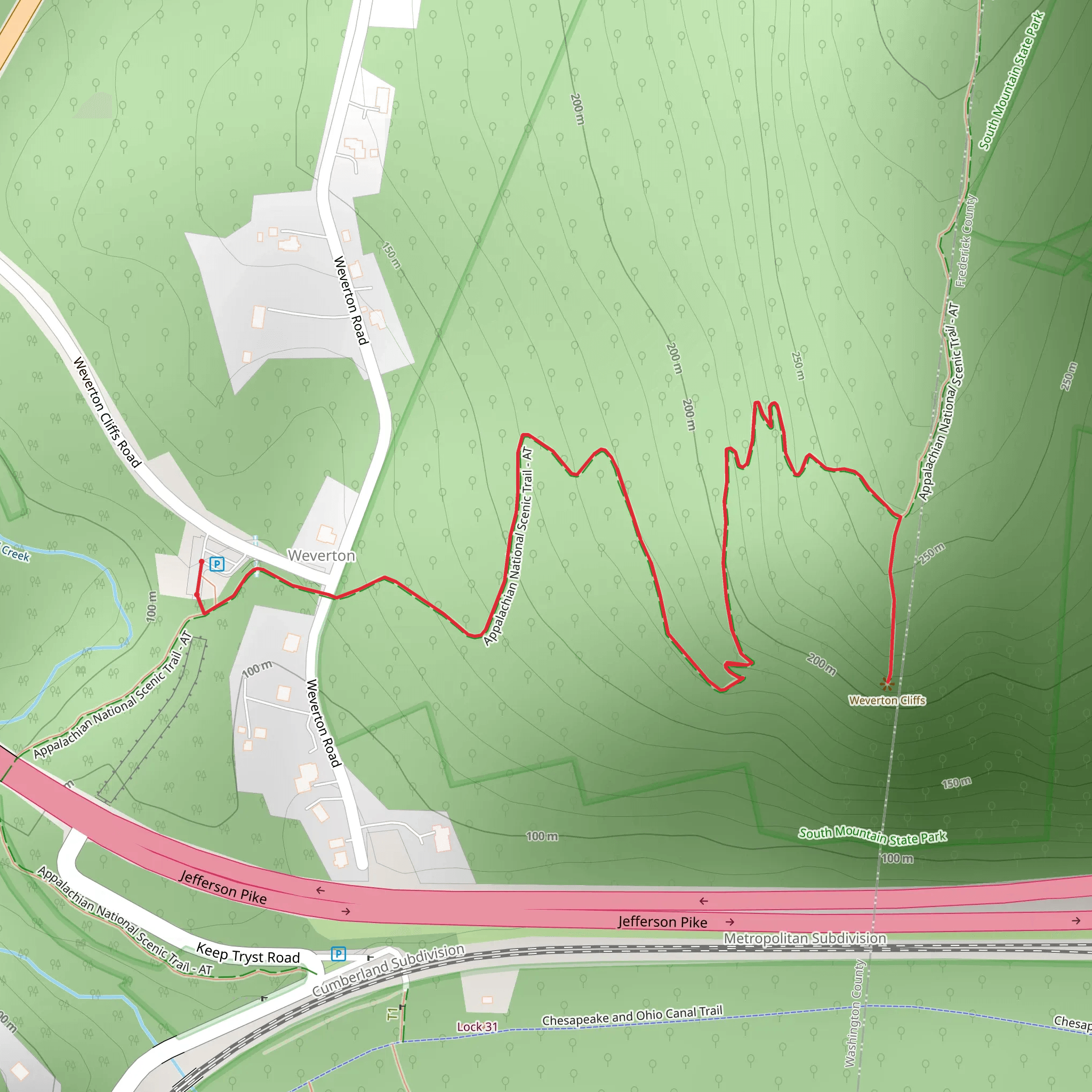Weverton - Appalachian National Scenic Trail mobile static map