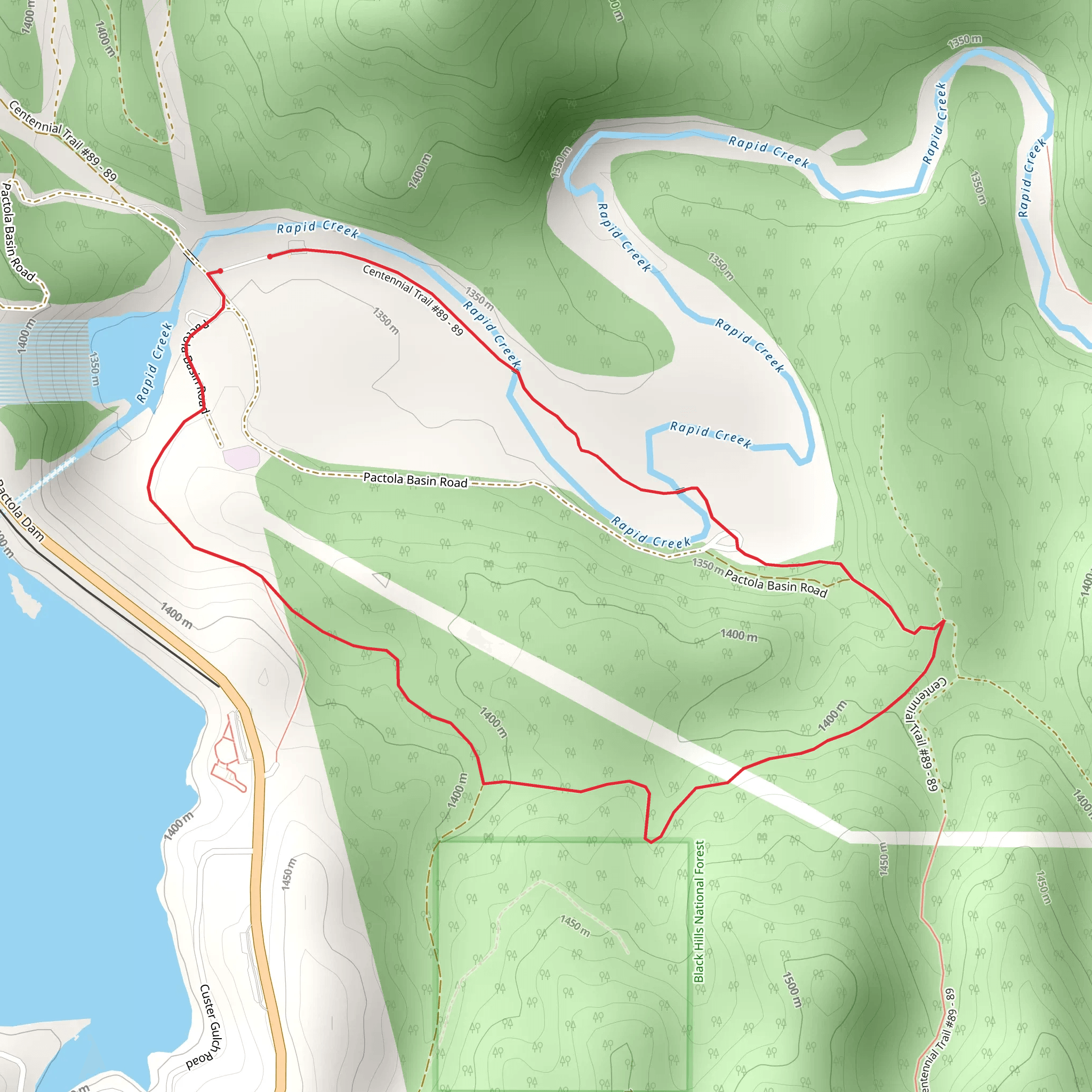 Centennial Trail and Pactola Basin Road Loop mobile static map