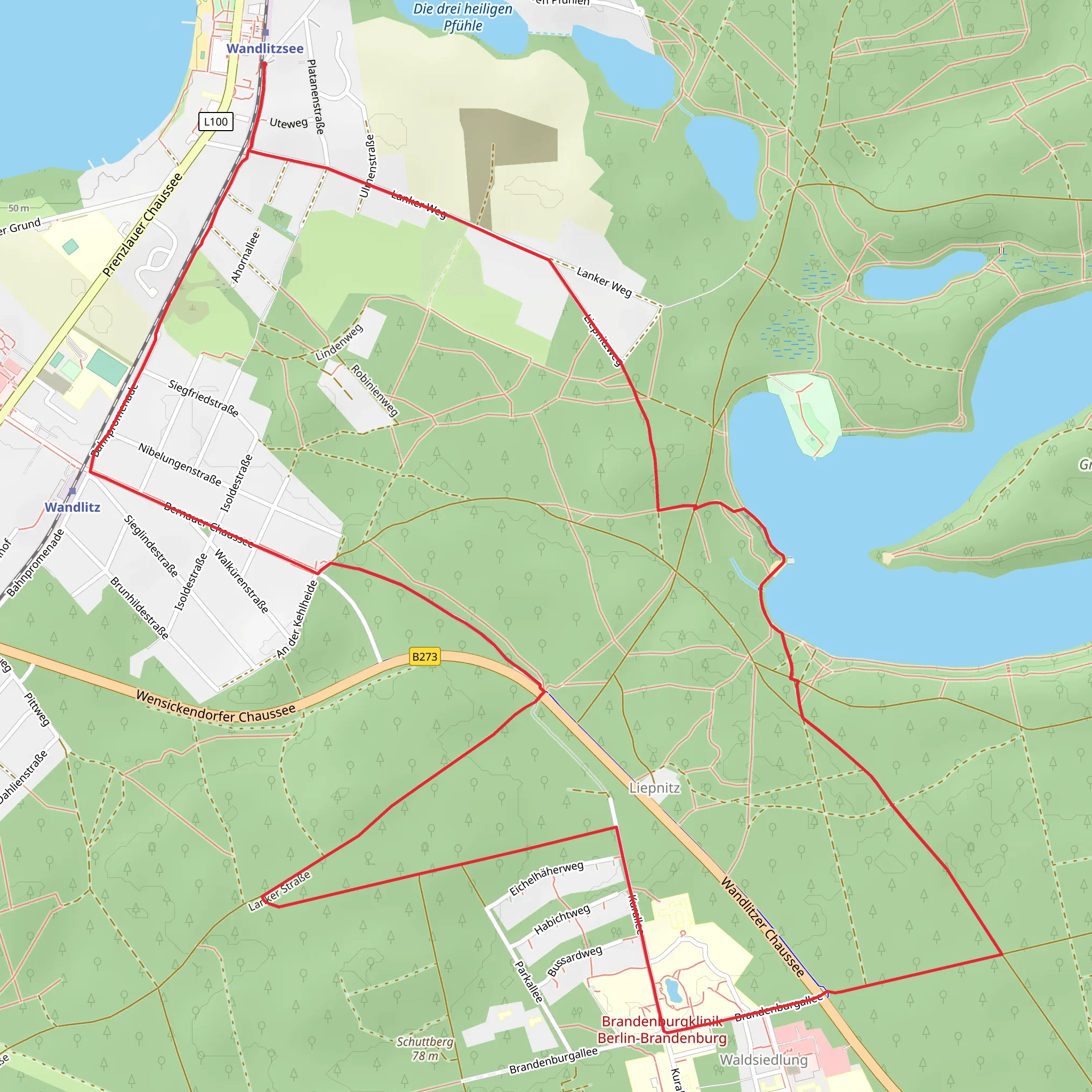 Kehlheide and Forsthaus Liepnitz Loop mobile static map