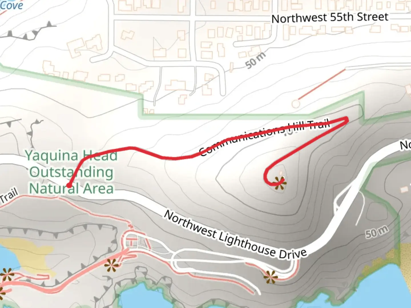 An image depicting the trail Communications Hill Trail and its surrounding area.