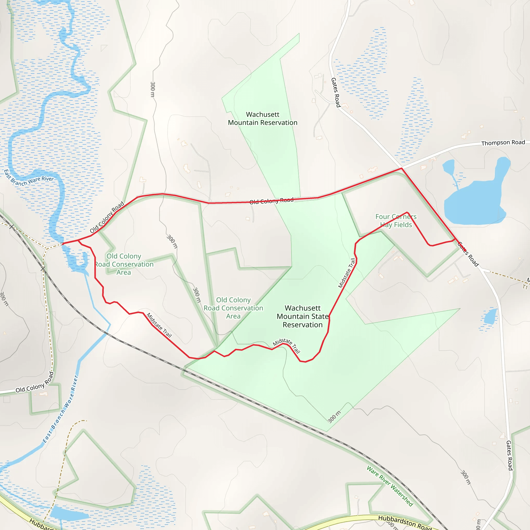 Wachusett Mountain Reservation Loop mobile static map