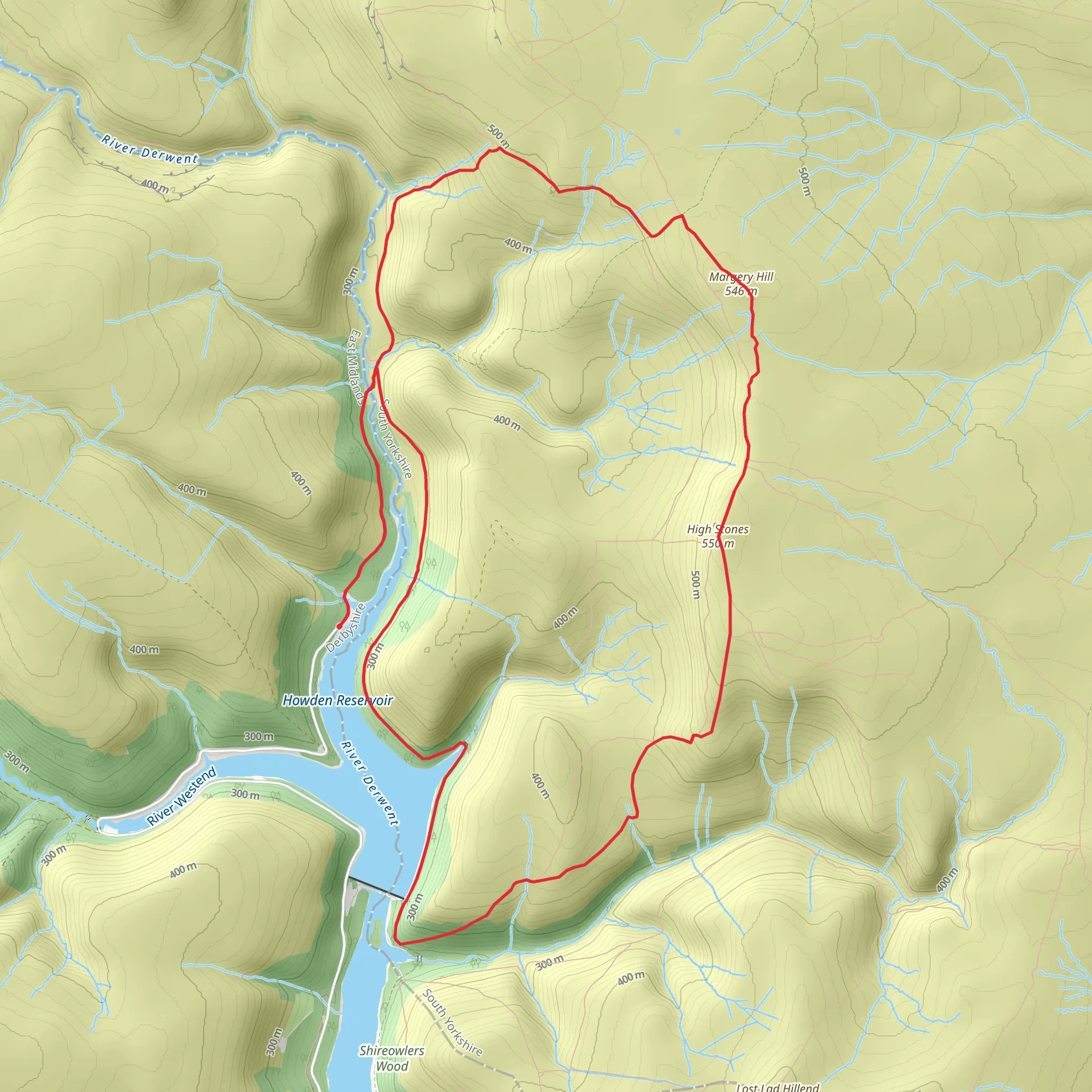 Margery Hill, High Stones and Howden Reservoir Loop mobile static map