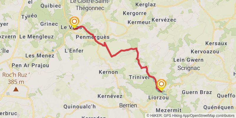 GR 380 - Tour des Monts d'Arrée alt 1 Map