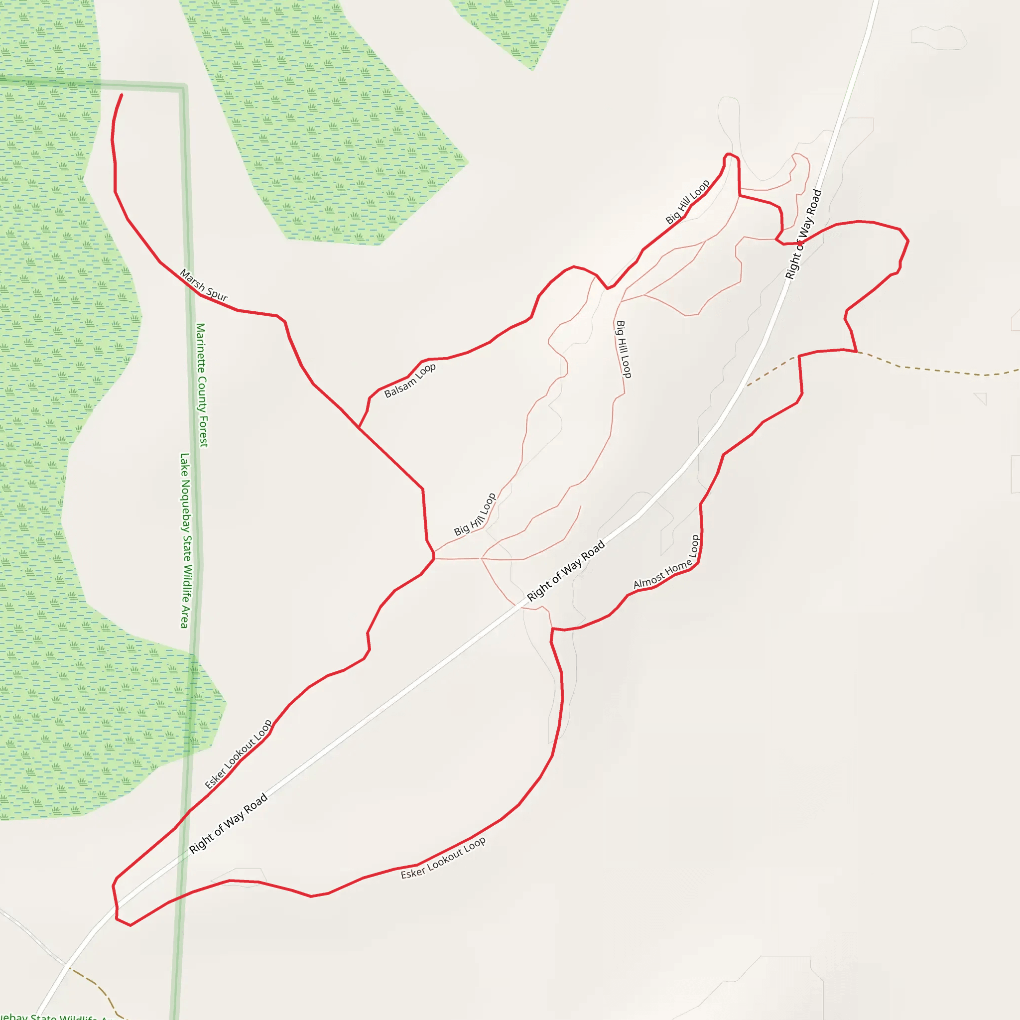 Almost Home, Esker Lookout and Balsam Loop mobile static map