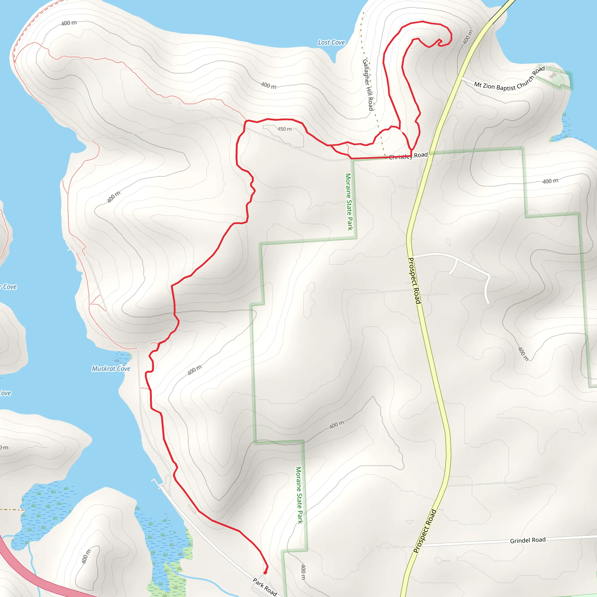 Moraine State Park Trail mobile static map