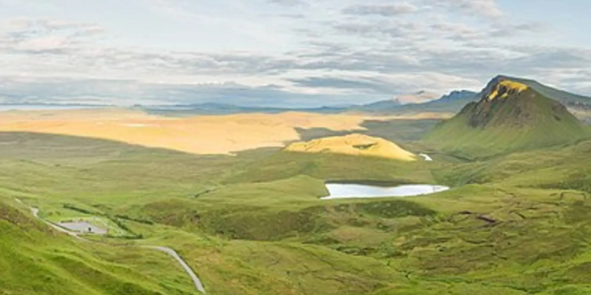 An image depicting the trail Quiraing Loop via The Needle and its surrounding area.