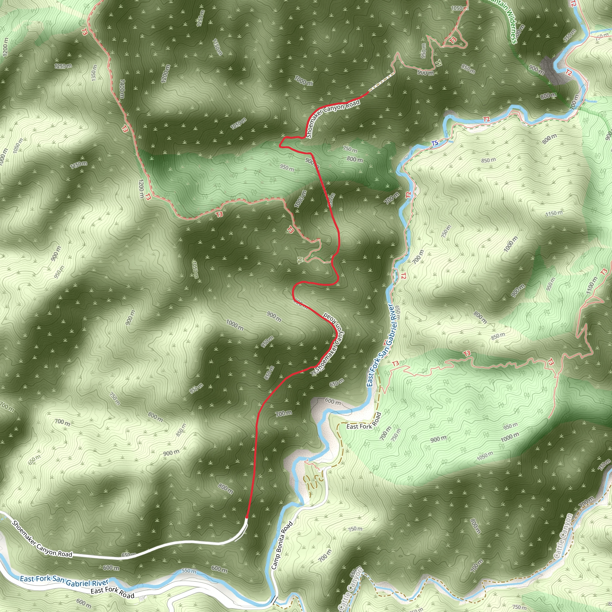 Shoemaker Canyon Road mobile static map