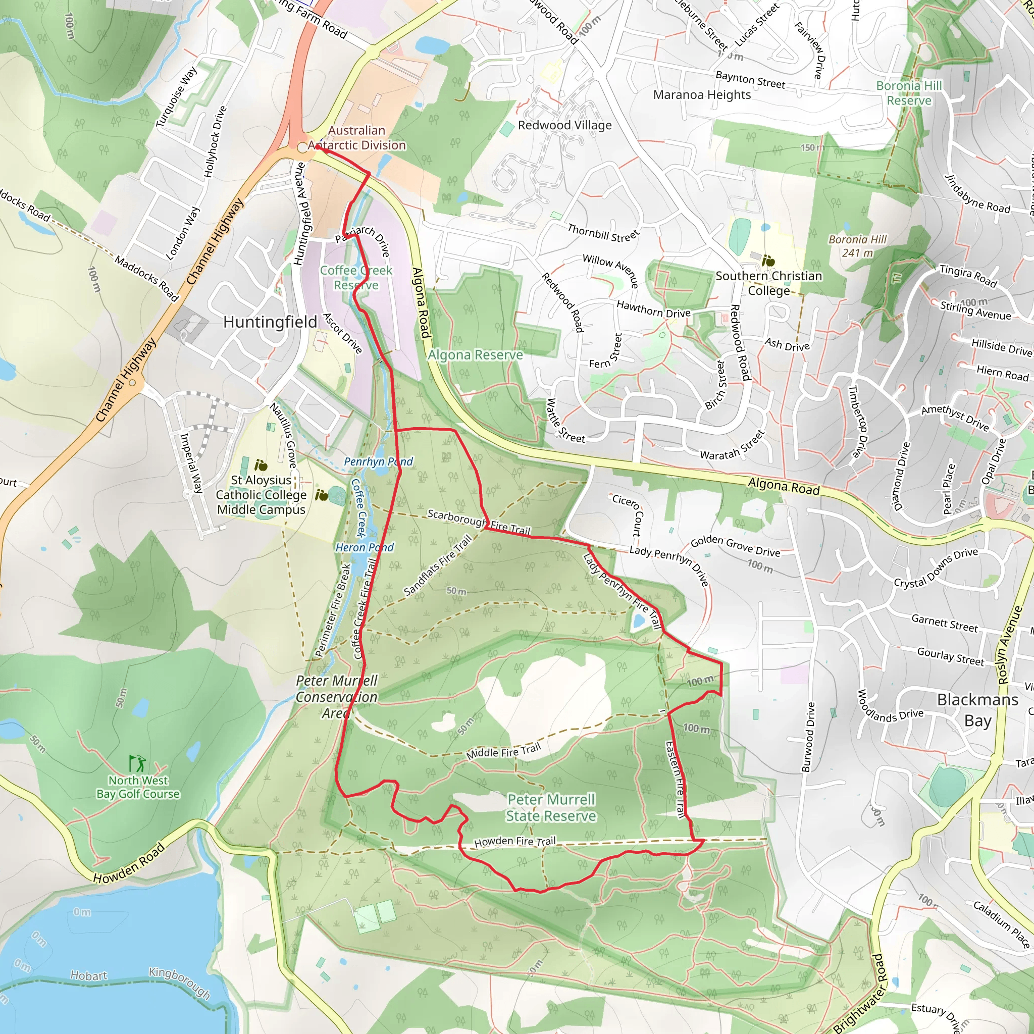 Peter Murrell Reserves and Coffee Creek Track mobile static map