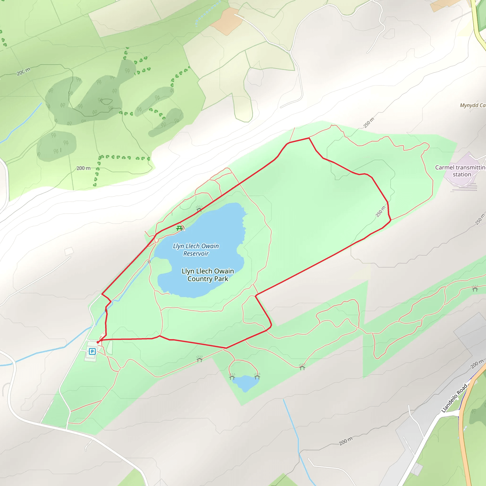 Llyn Llech Owain Loop mobile static map