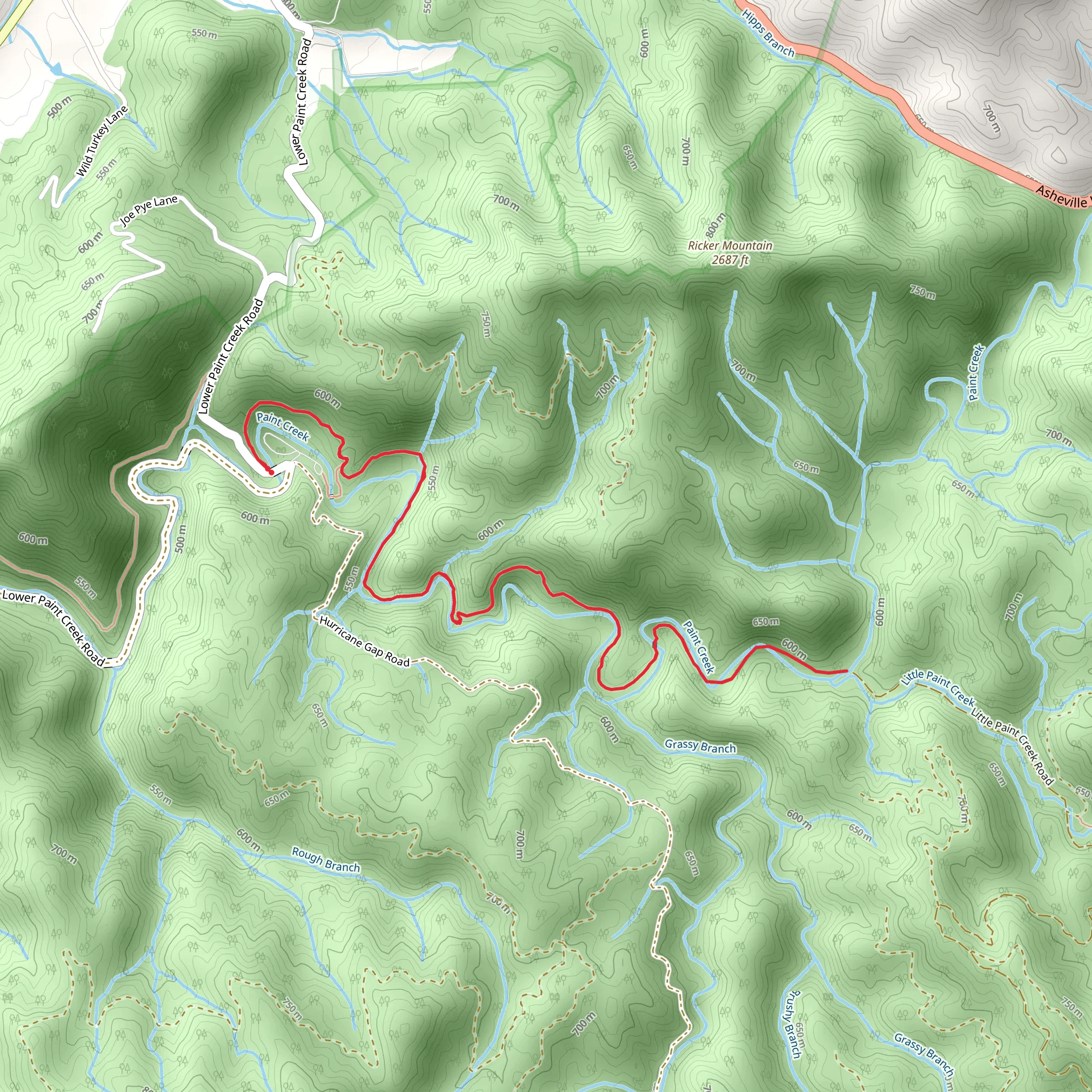 Paint Creek Trail mobile static map