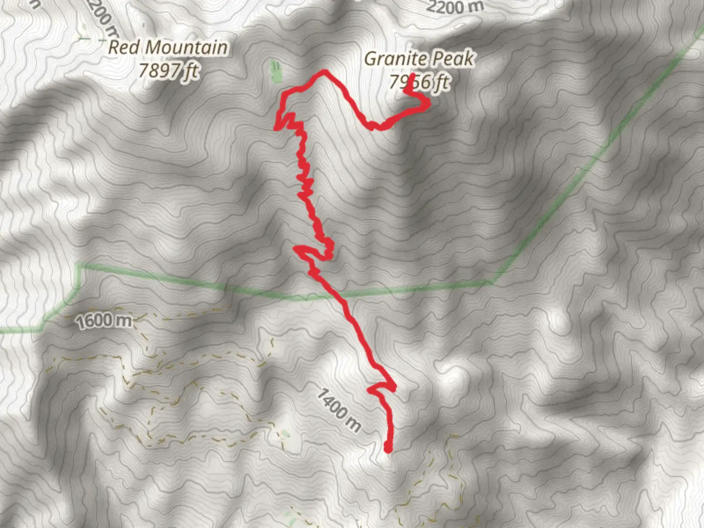 An image depicting the trail Granite Peak Spur via Stoney Ridge Trail and its surrounding area.