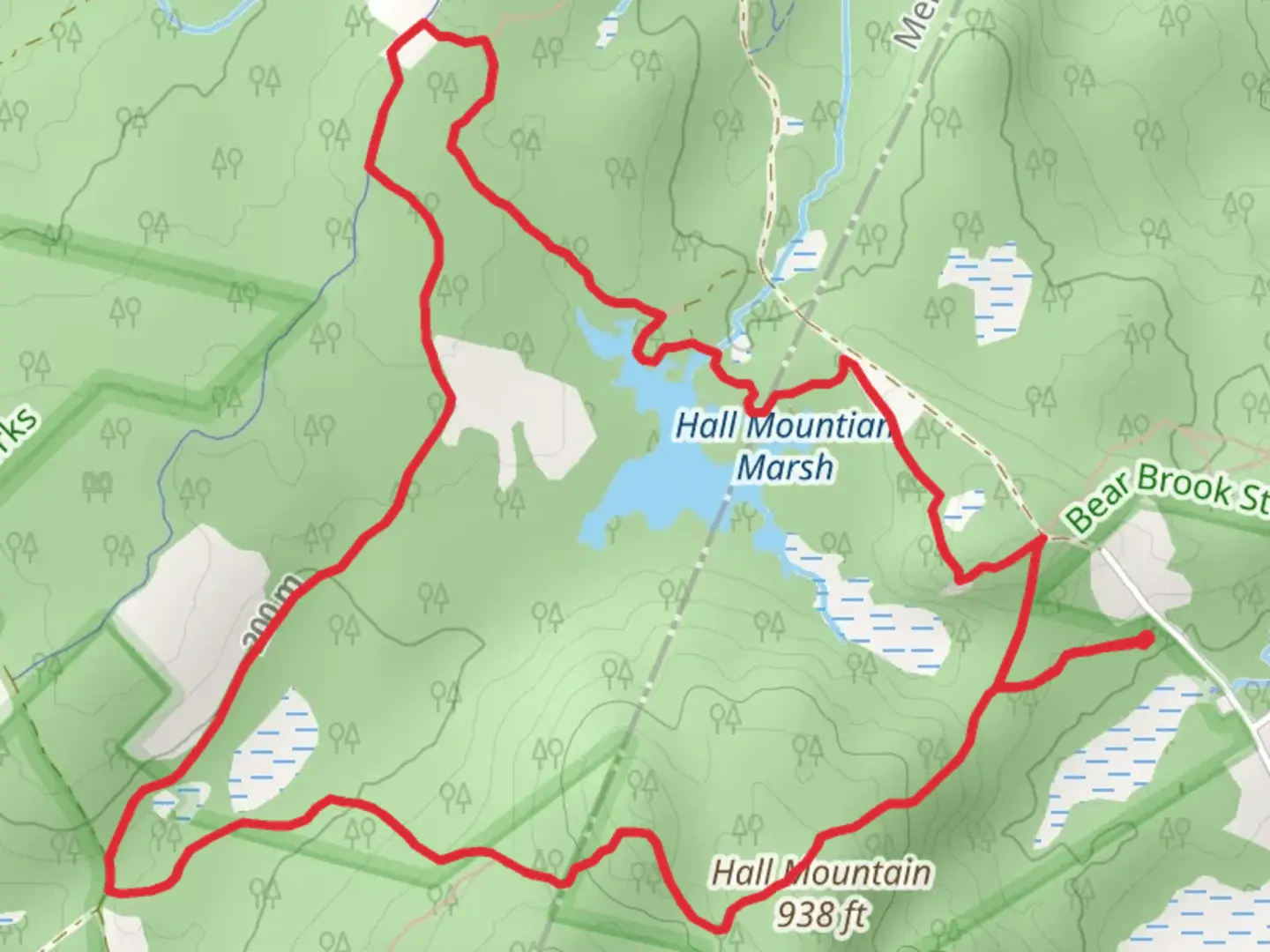 An image depicting the trail Hall Mountain Marsh Loop and its surrounding area.