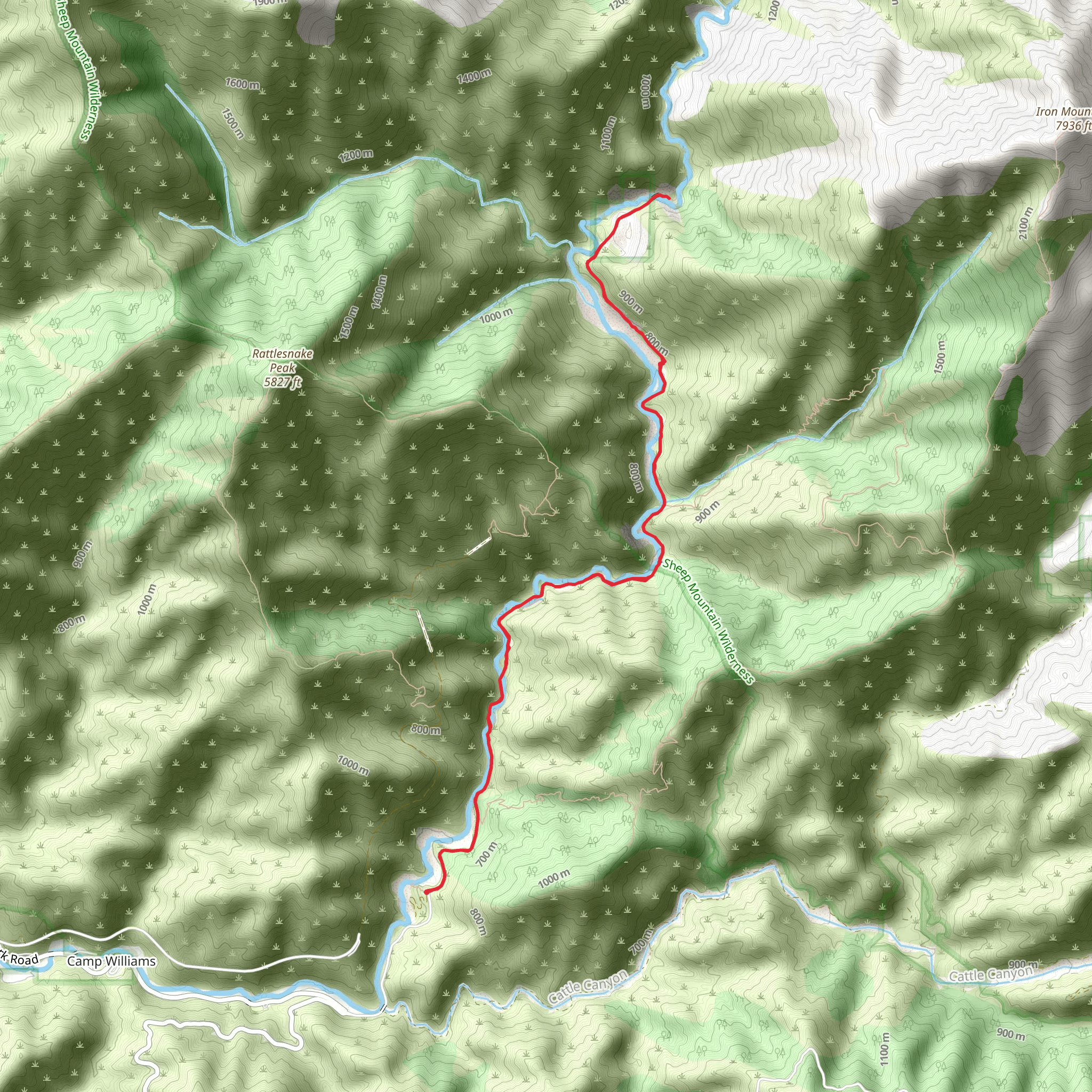 East Fork San Gabriel River mobile static map