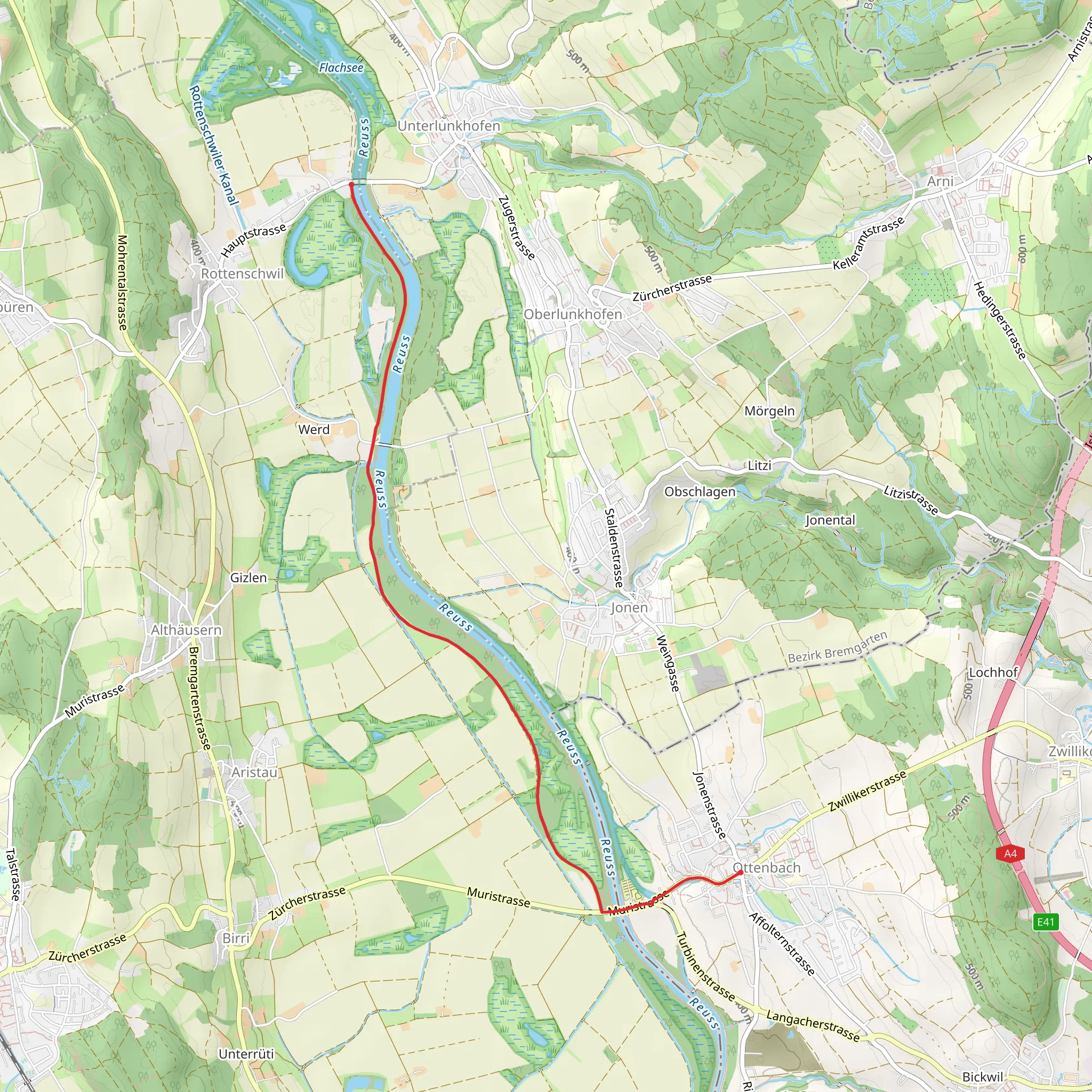 Reuss Riverside Trail mobile static map