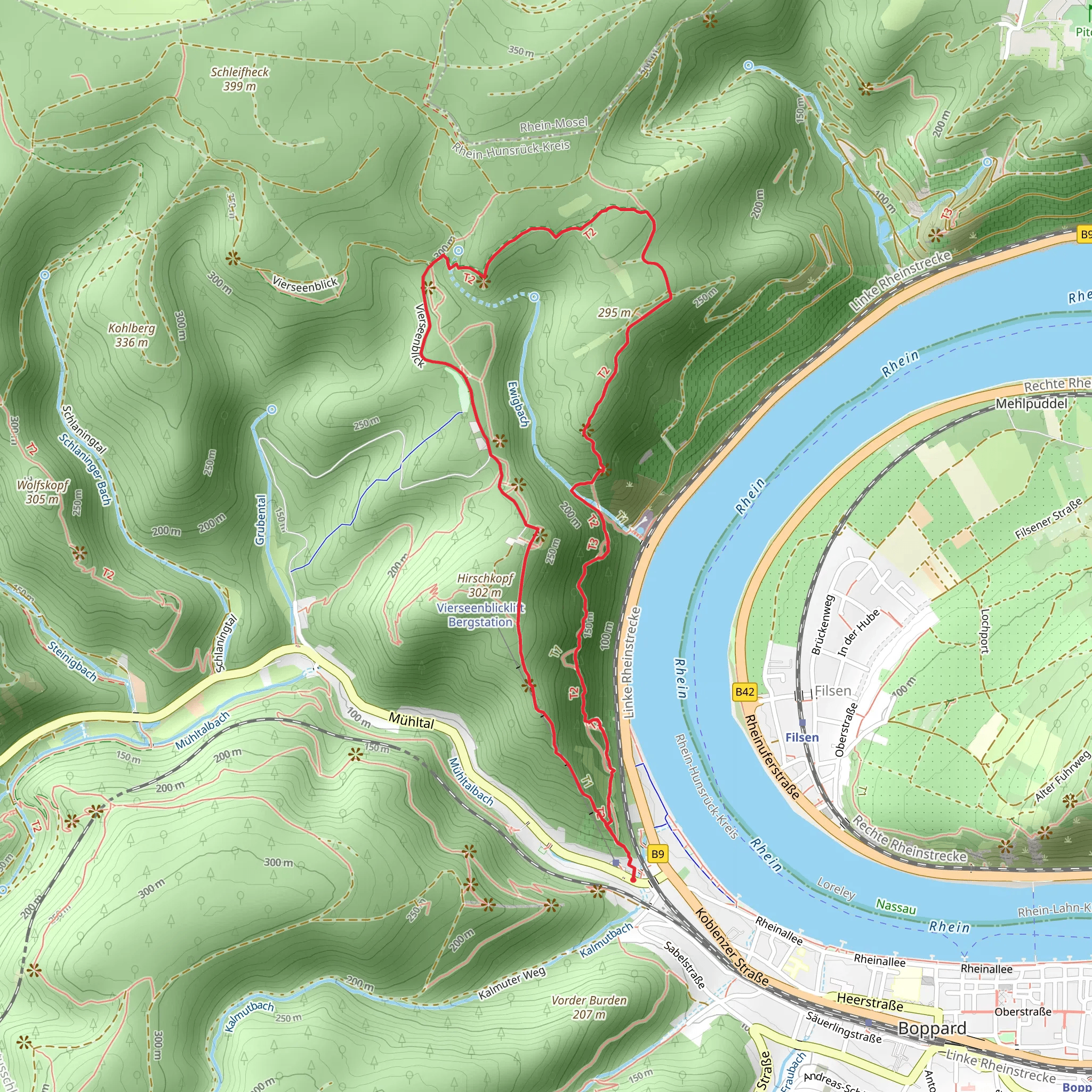 Mittelchen Klettersteig and Linksrheinischer Jakobsweg Loop mobile static map