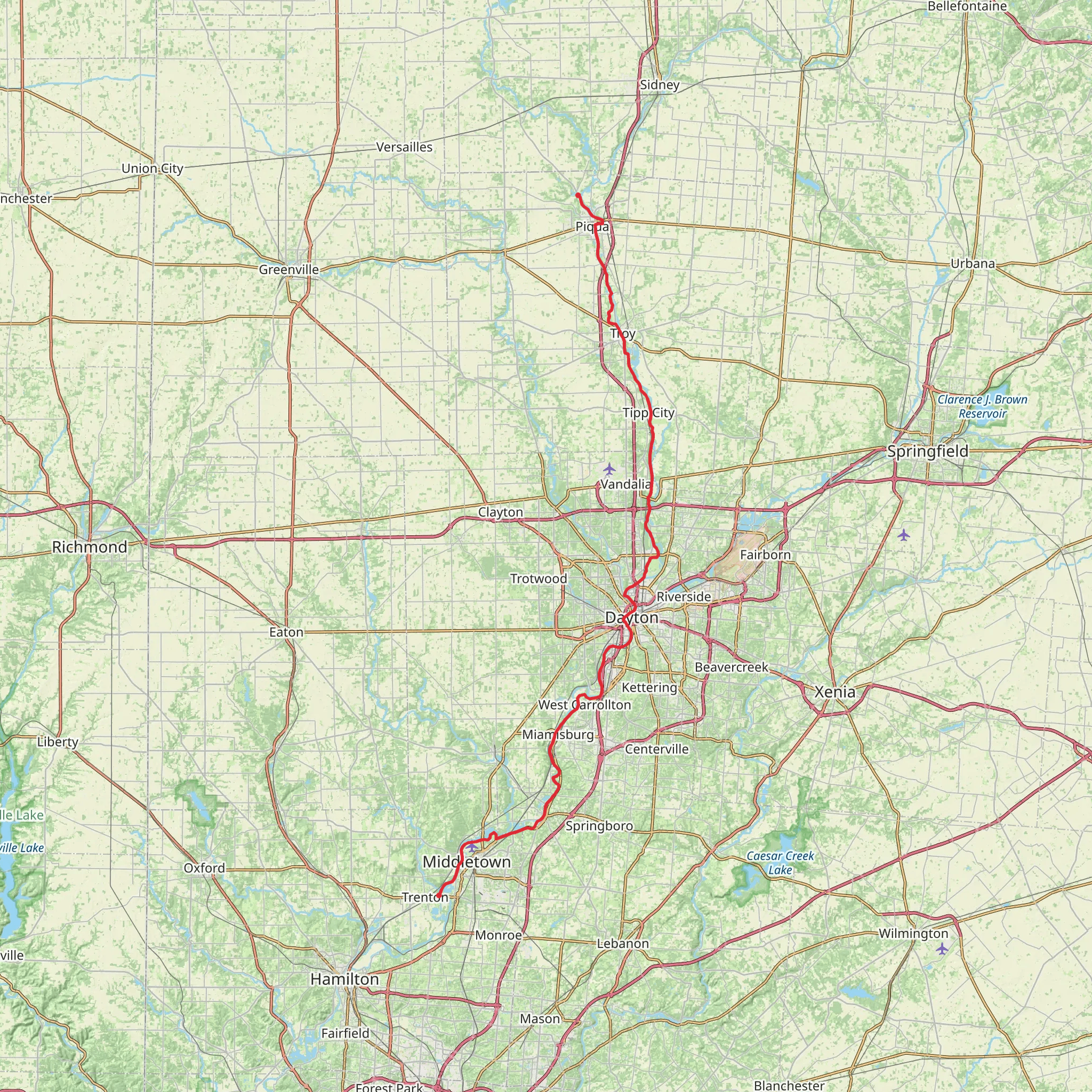 Great Miami River via River's Edge Trail mobile static map