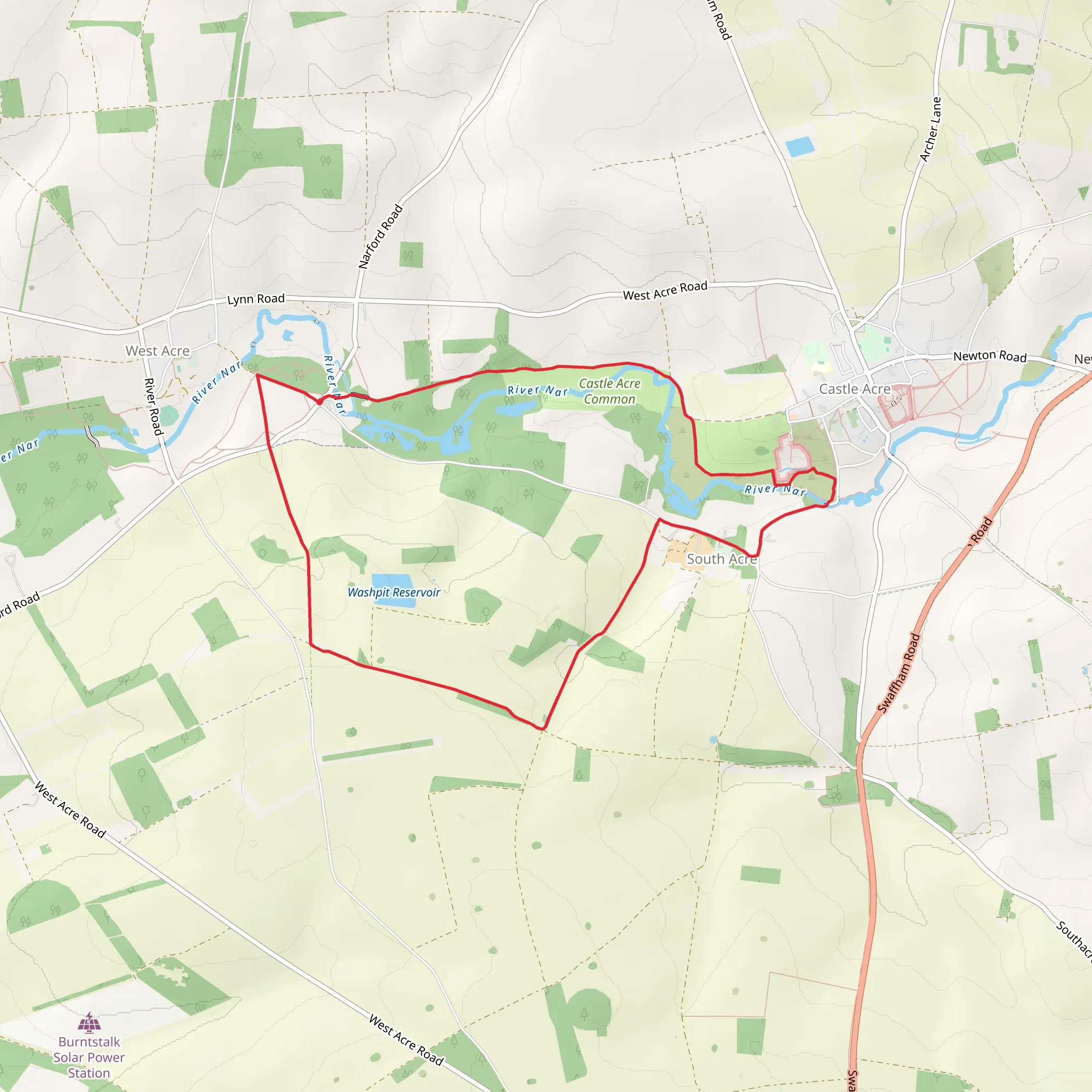 West Acre to South Acre Loop mobile static map