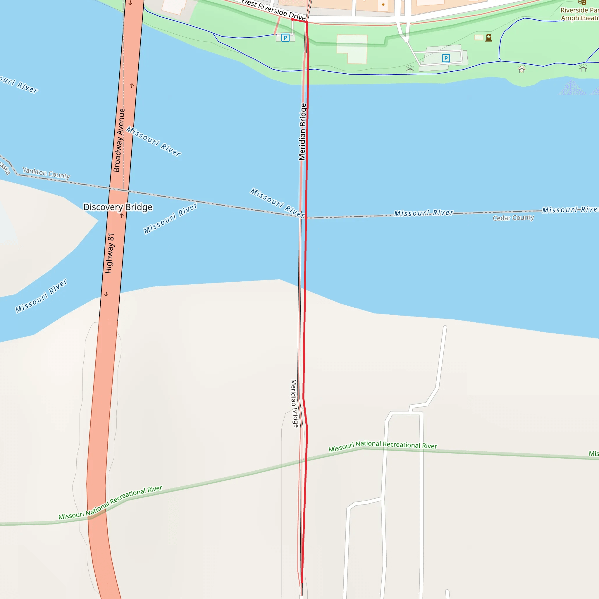 Meridian Bridge mobile static map