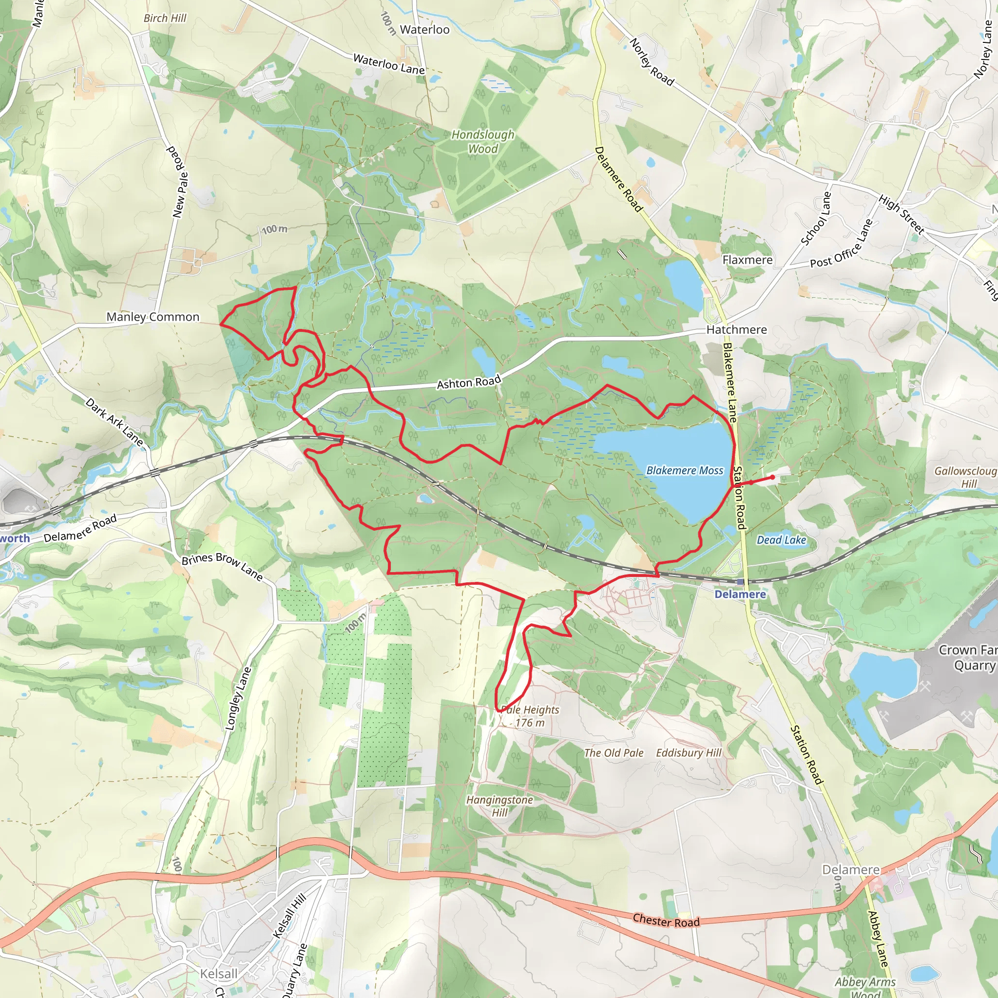 Delamere Forest and Blakemere Moss Loop mobile static map