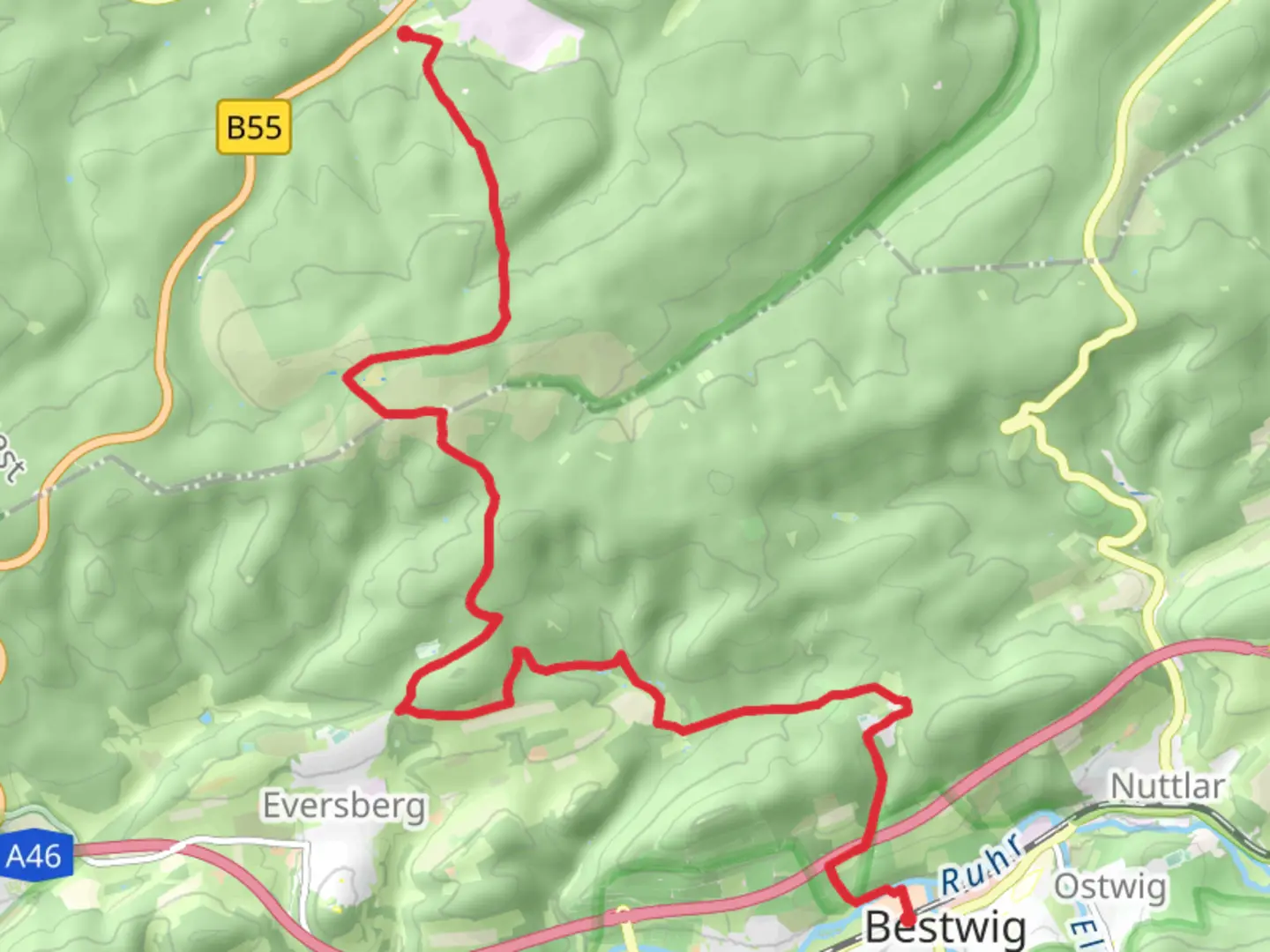 An image depicting the trail Bestwig to Warsteiner Walk and its surrounding area.