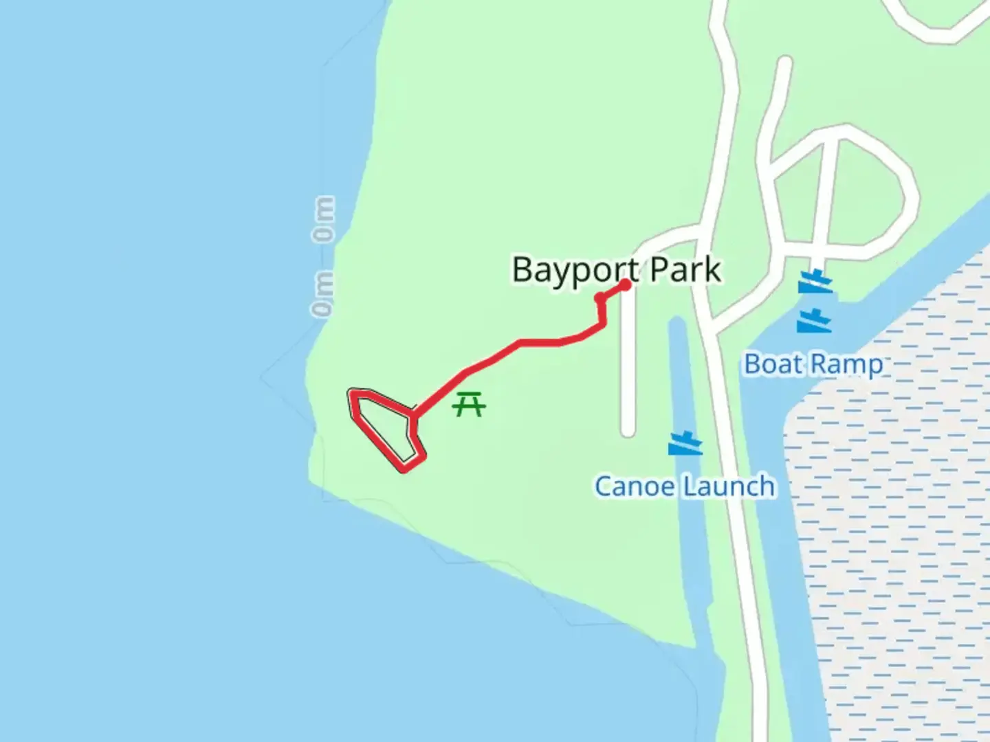 An image depicting the trail Bayport Park Walk and its surrounding area.