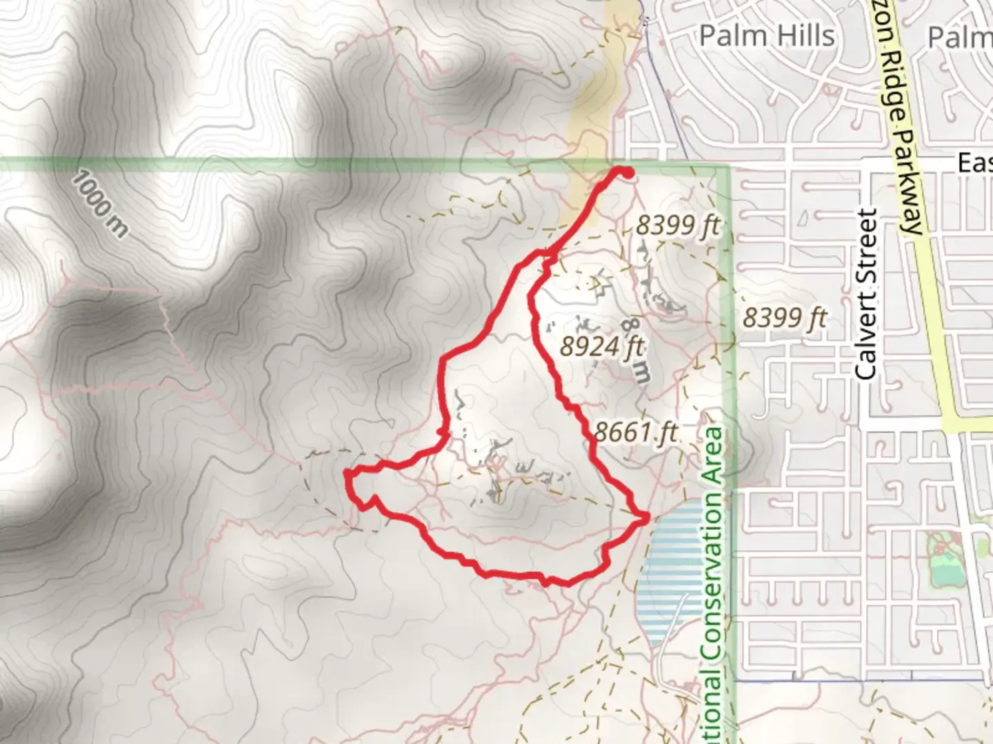 An image depicting the trail McCullough Hills Loop Trail and its surrounding area.