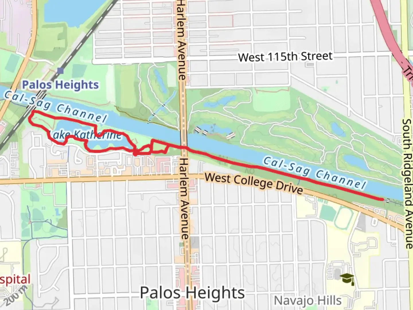 An image depicting the trail Lake Katherine and Cal-Sag Loop Trail and its surrounding area.