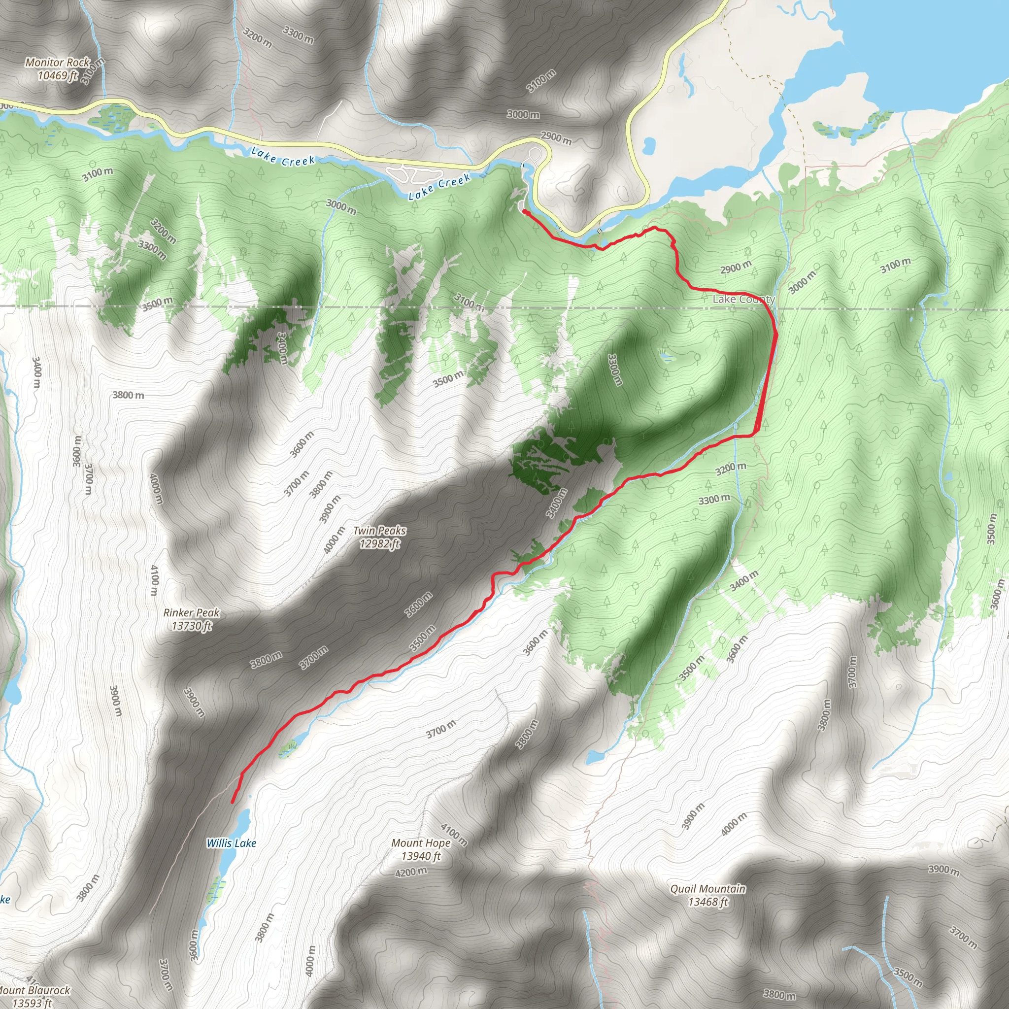 Big Willis Gulch Trail mobile static map