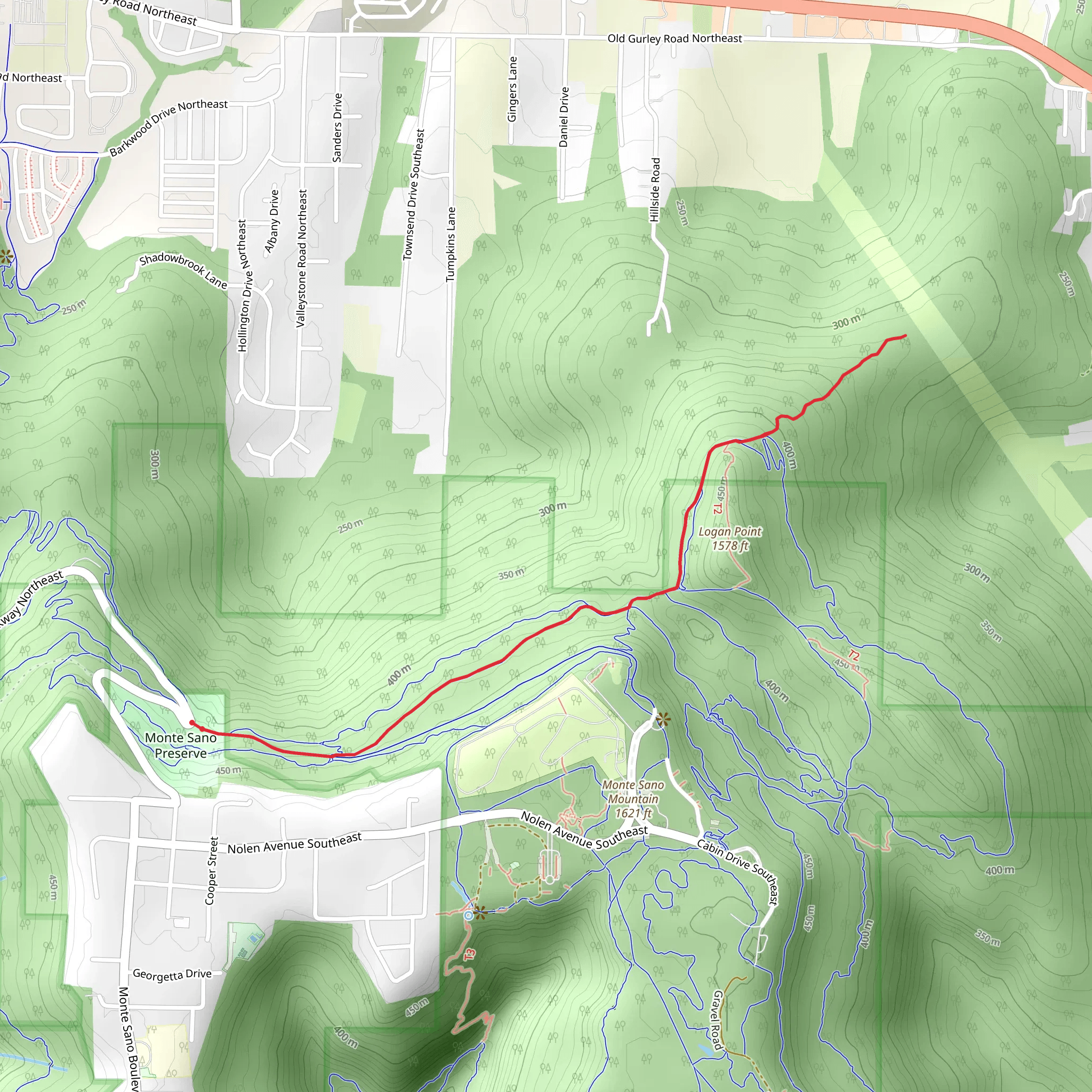 Mountain Mist Trail and Flat Rock Connector Trail mobile static map