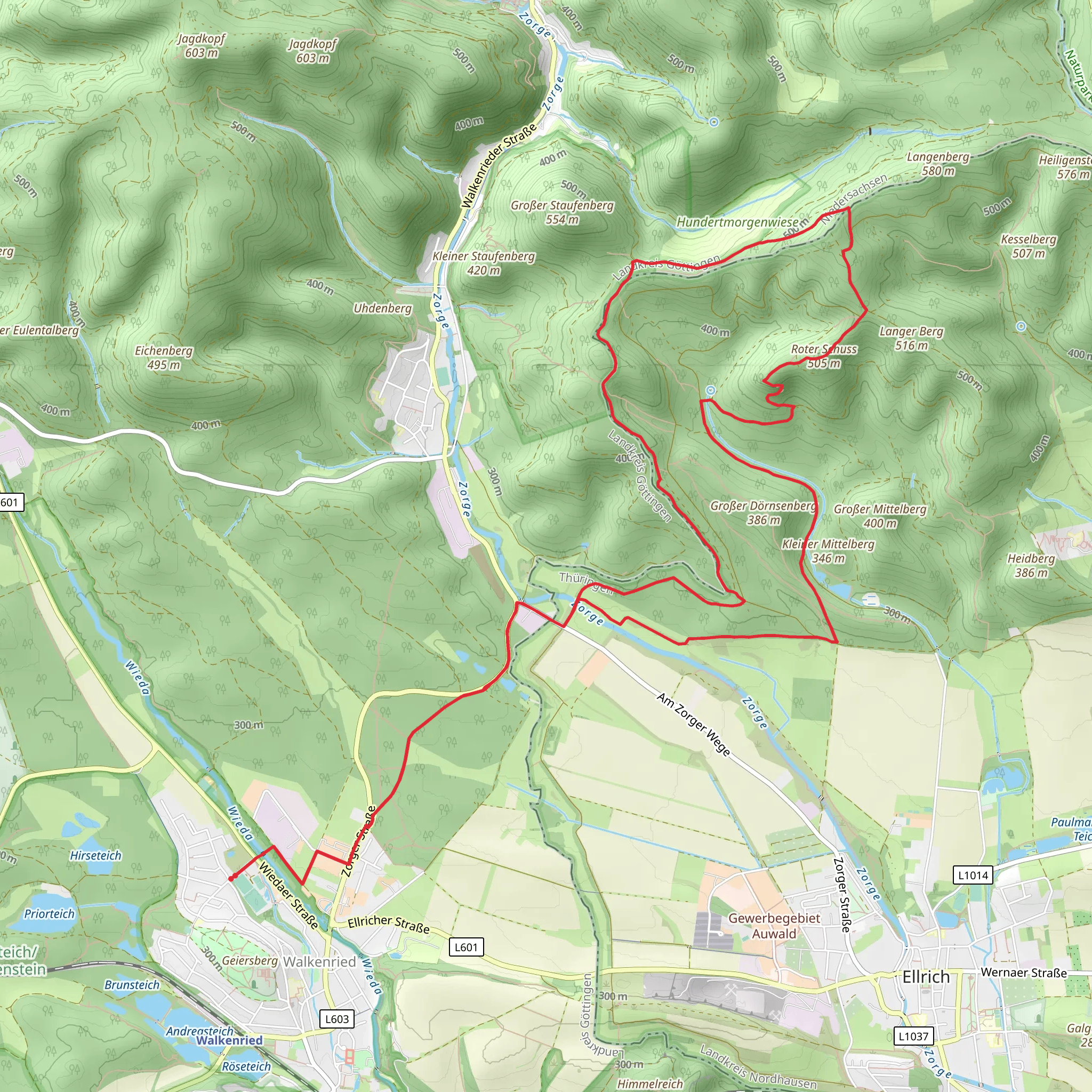 Rote Schub Loop via Walkenried mobile static map