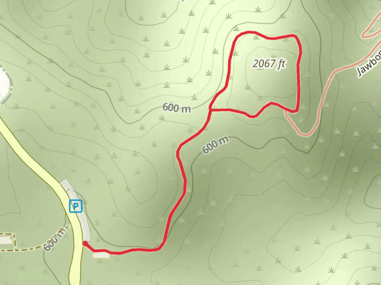 An image depicting the trail Jawbone Loop and its surrounding area.