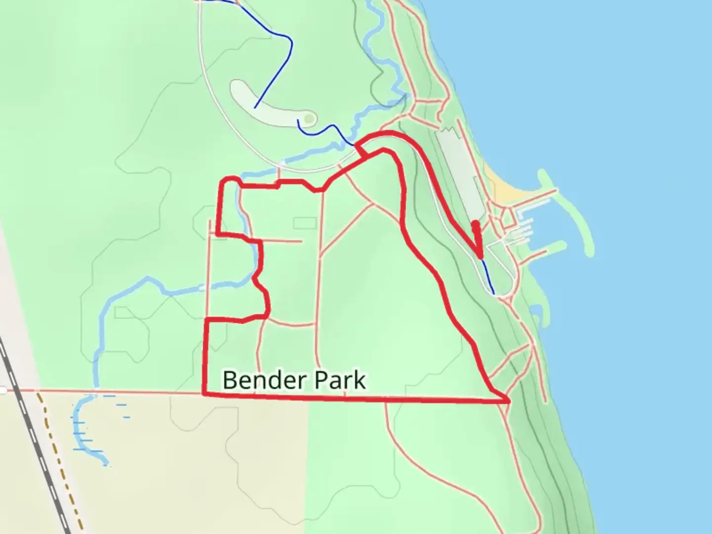 An image depicting the trail Bender Park Loop and its surrounding area.