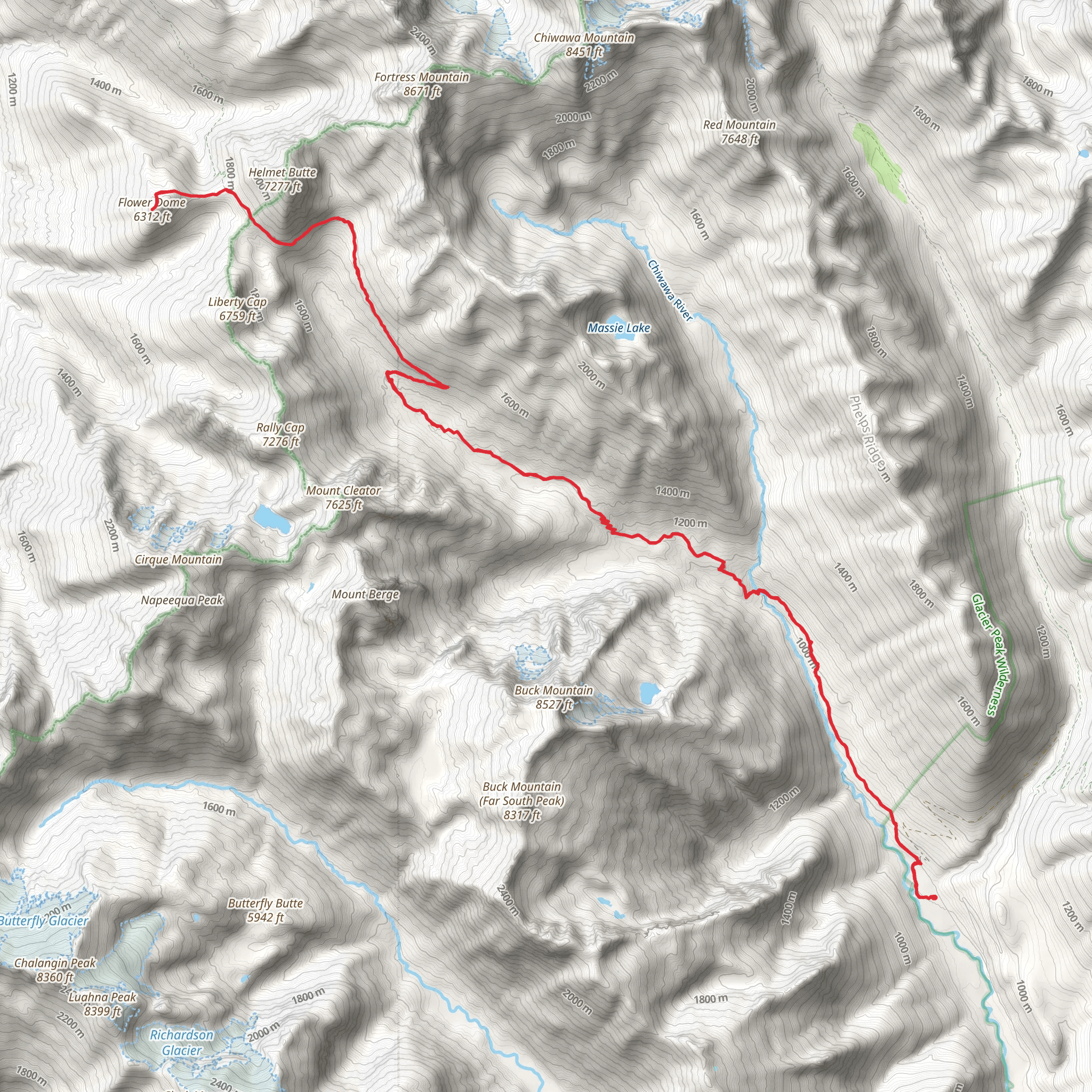 Flower Dome via Buck Creek Trail mobile static map