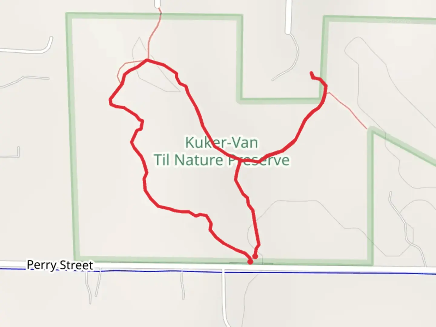 An image depicting the trail Perry Street Loop and its surrounding area.