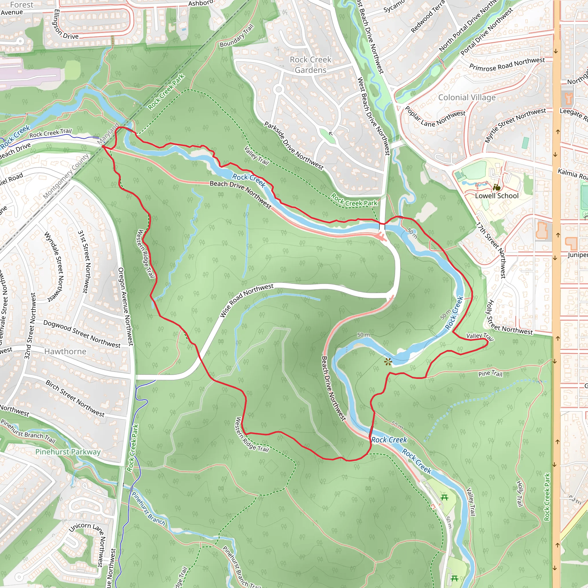 Muddy, Valley and Western Ridge Loop Trail mobile static map