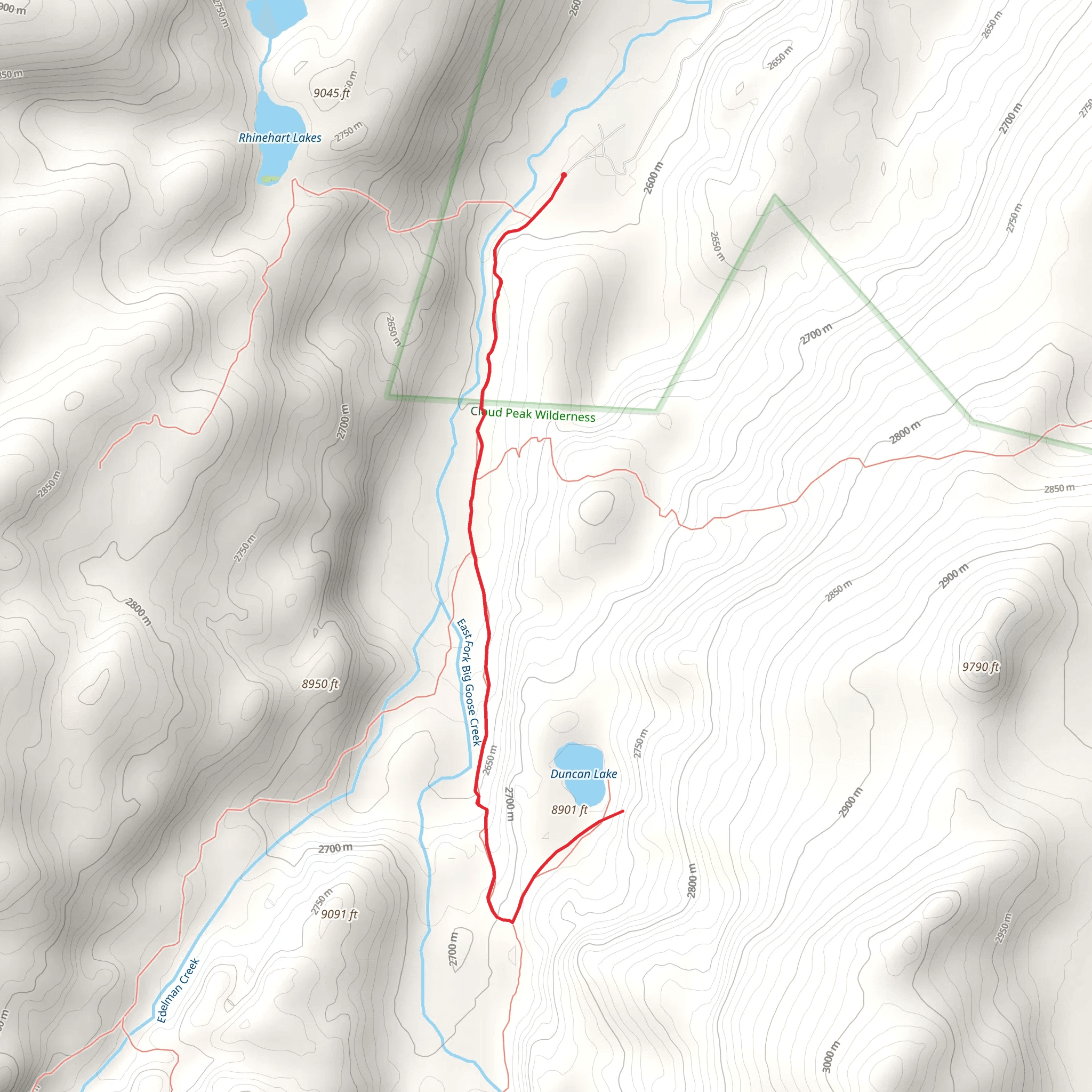Duncan Lake via Coffeen Park Trail mobile static map