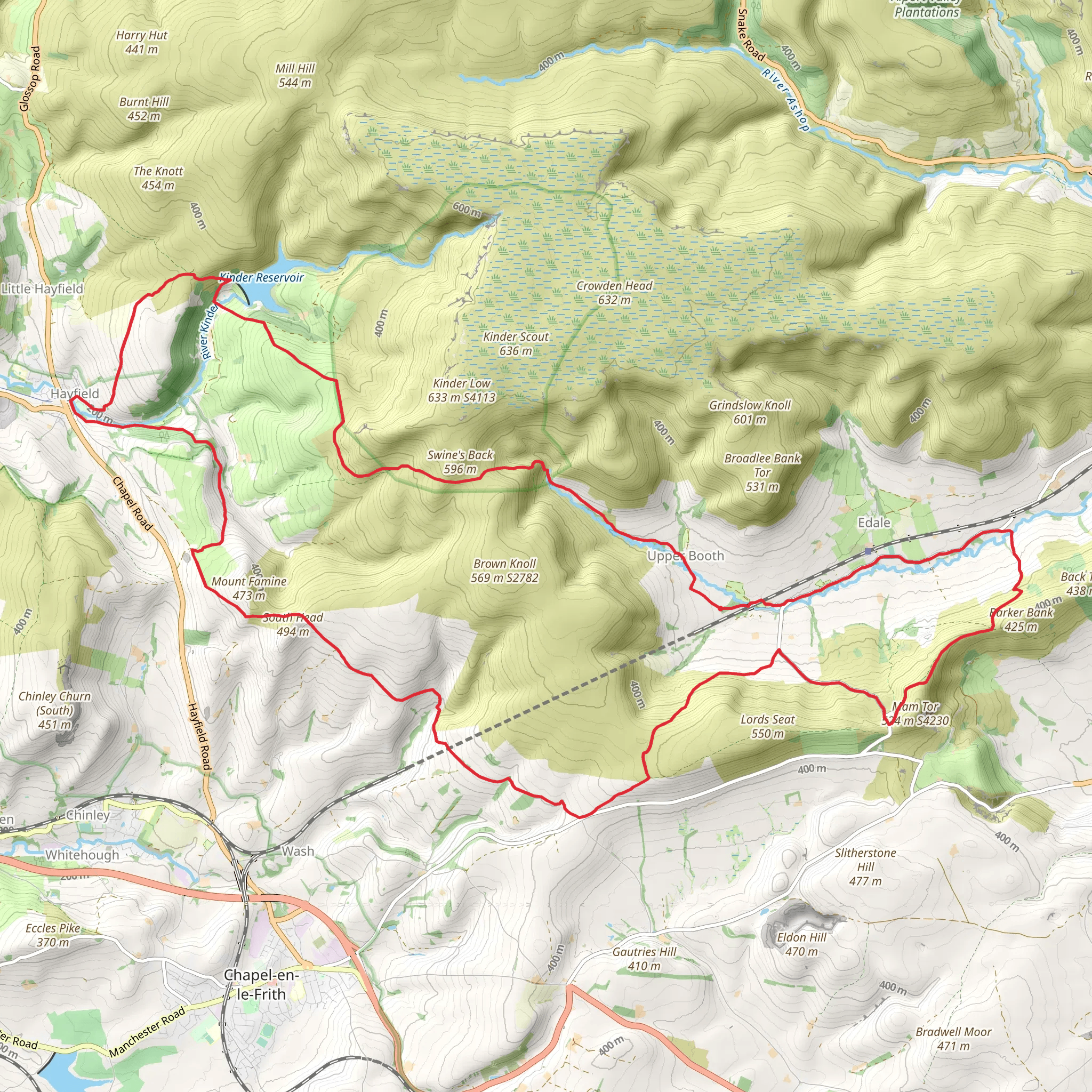 Barber Booth and Kinder Reservoir Loop mobile static map