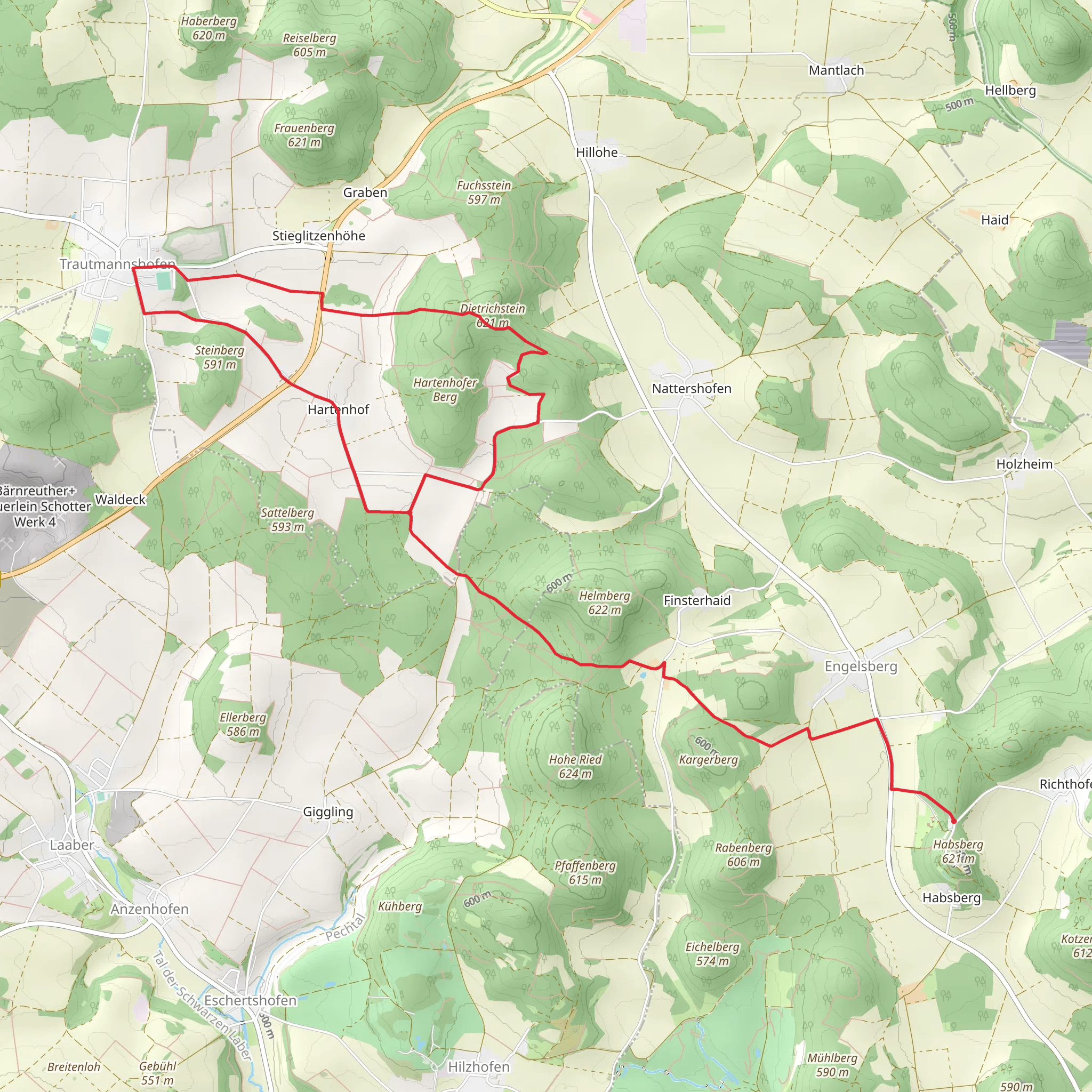 Rundweg Lauterhofen and Jurasteig Schlaufe Loop mobile static map