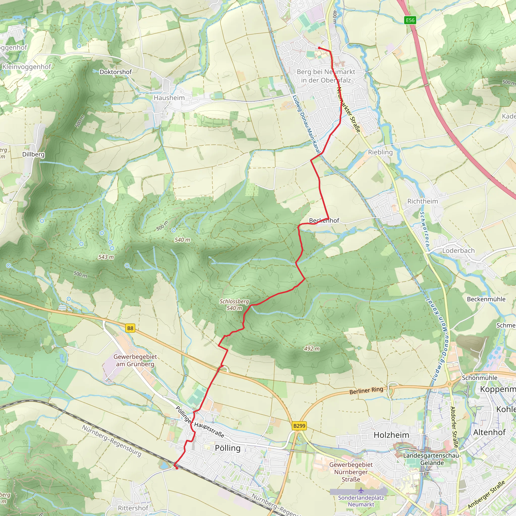 Pölling to Meilenhofen Walk mobile static map