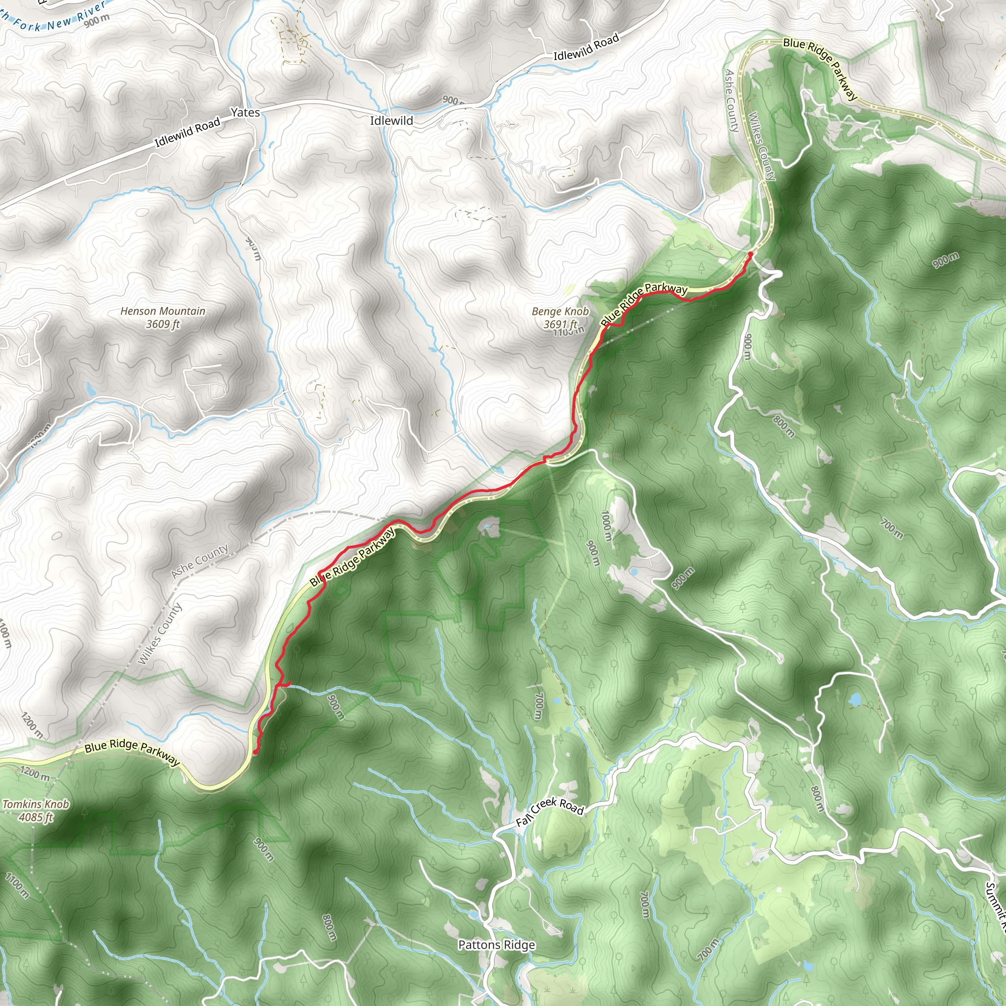 Cascades, Philips Gap and Mountains-to-Sea Trail mobile static map