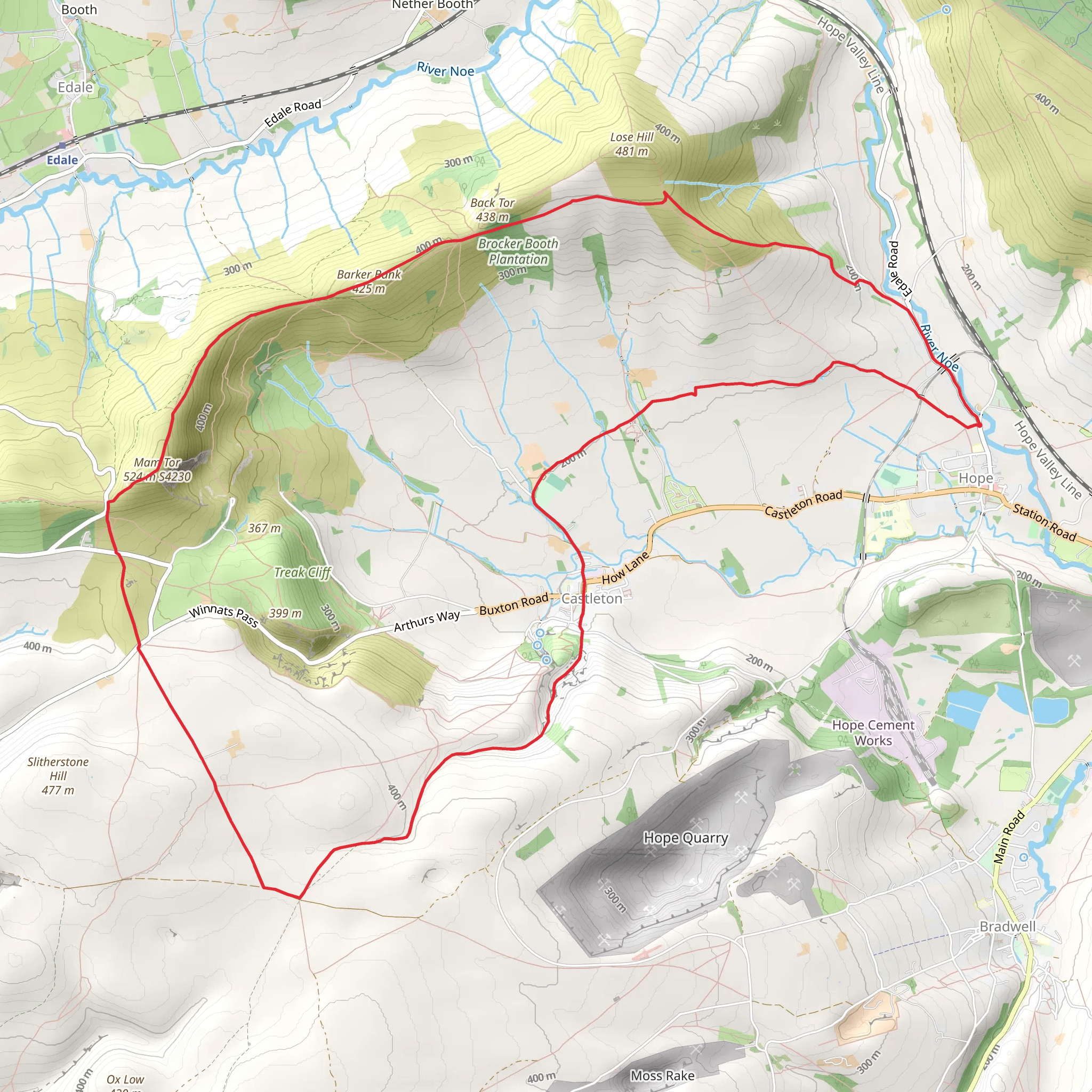 Mam Tor Ridge from Hope mobile static map